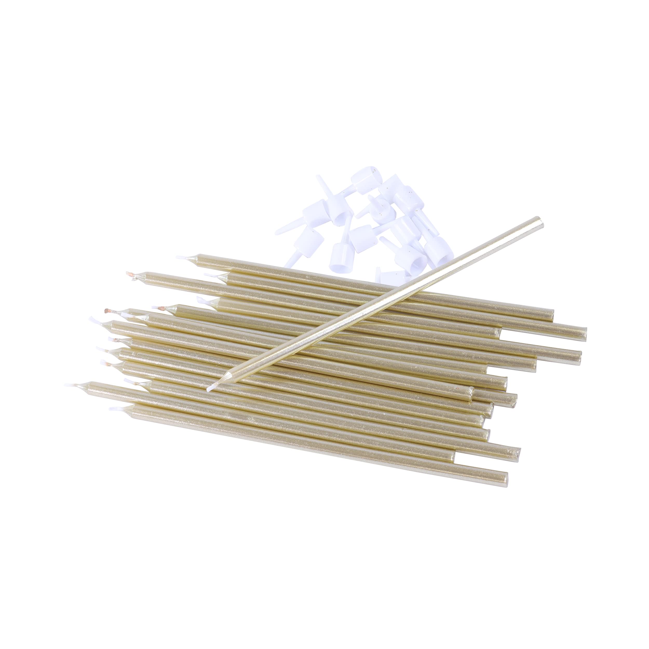 PME Gold Birthday Candles with White Holders - Extra Tall 7in, Pack of 16 3