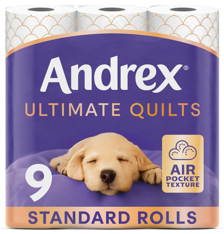 Andrex Ultimate Quilts Toilet Paper 9 Rolls - Air Pocket Technology for Soft, Comfortable Clean