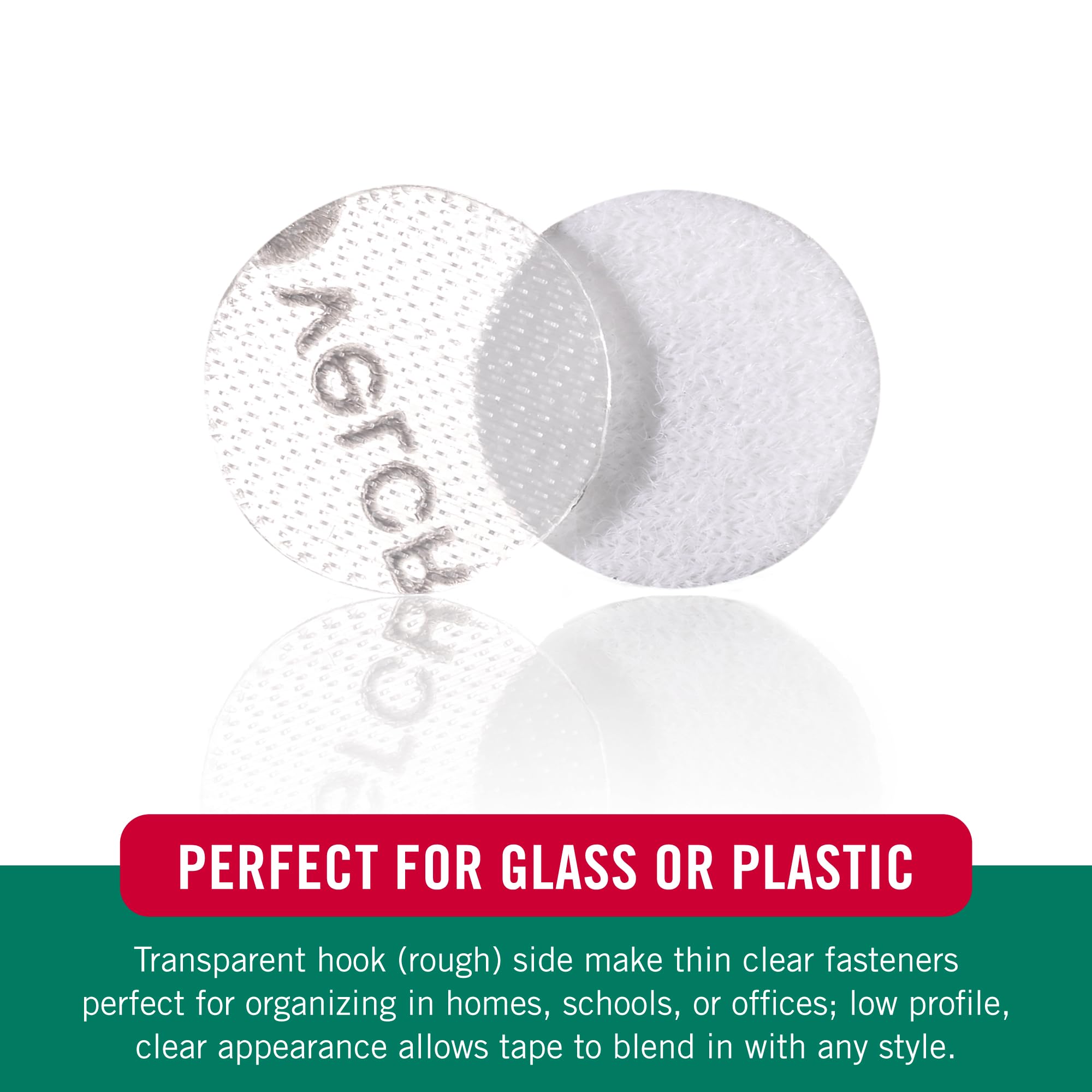 VELCRO Brand Thin Clear Stick On Coins/Dots - Double Sided Hook & Loop Fasteners | 3/8in 7