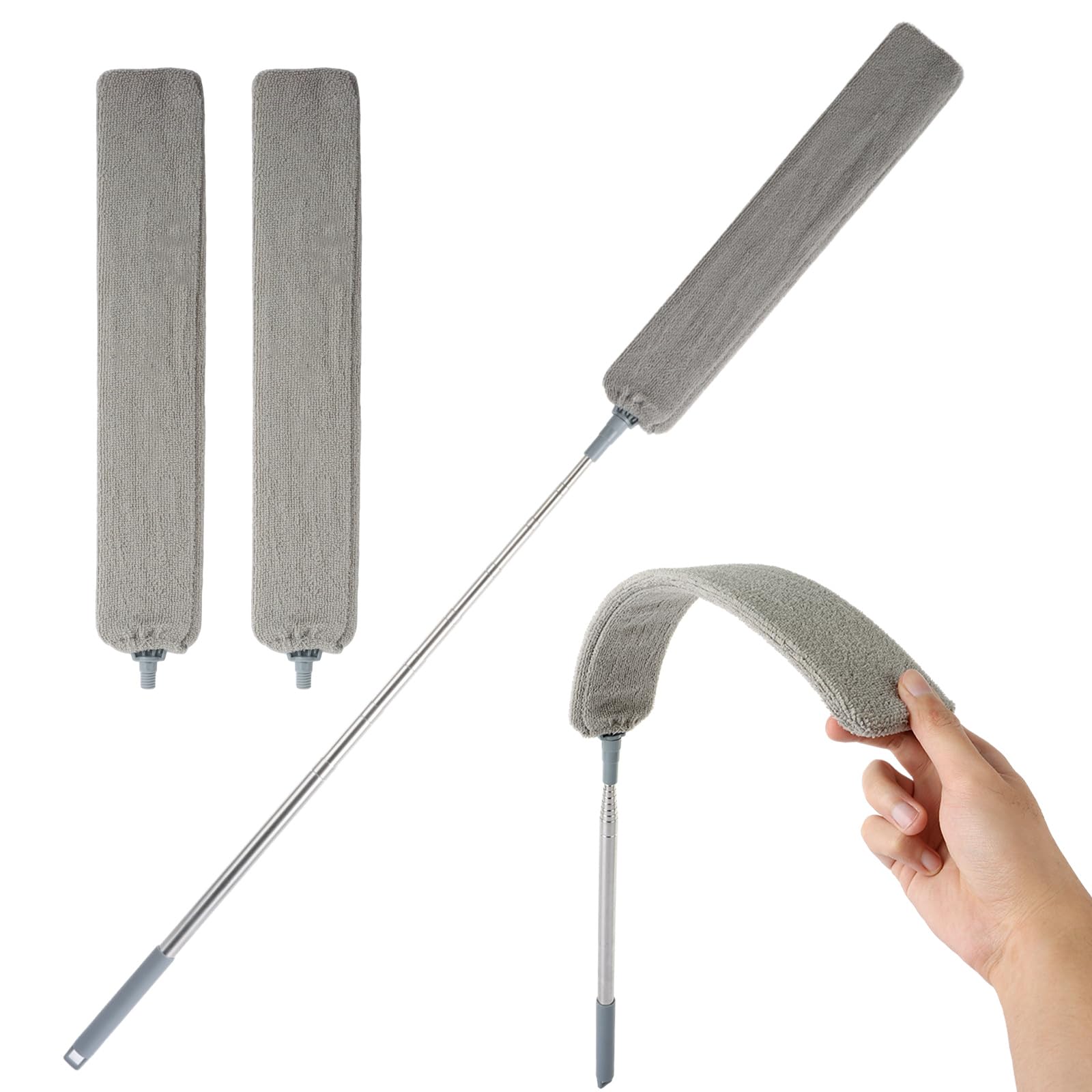 ASelected Microfiber Gap Dust Cleaner - Extendable 40cm to 240cm Pole | Bendable Head | Stainless Steel
