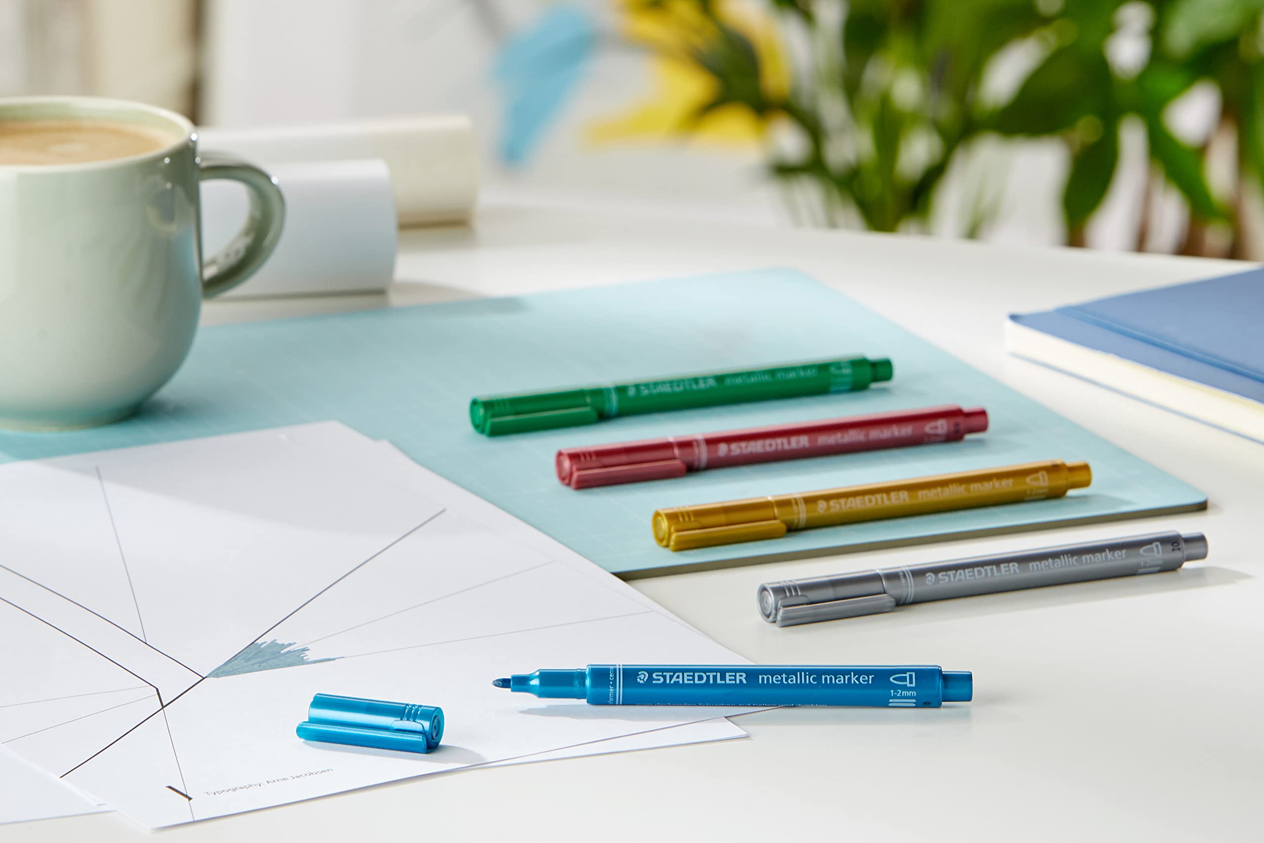 STAEDTLER Metallic Markers 8323-S BK5 - Assorted Colours (Pack of 5) | Rounded Tip 1-2mm
