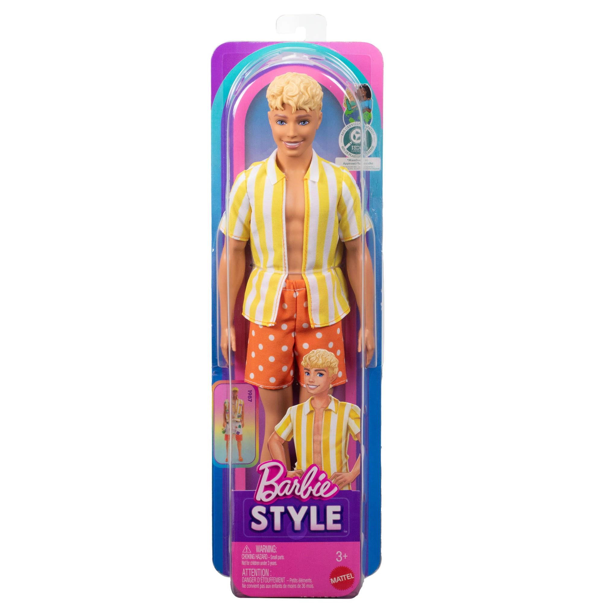 Barbie Fashionistas Doll - Ken Doll #252 with Blond Mullet Hair | Orange & Striped Outfit | Model JJN66 6