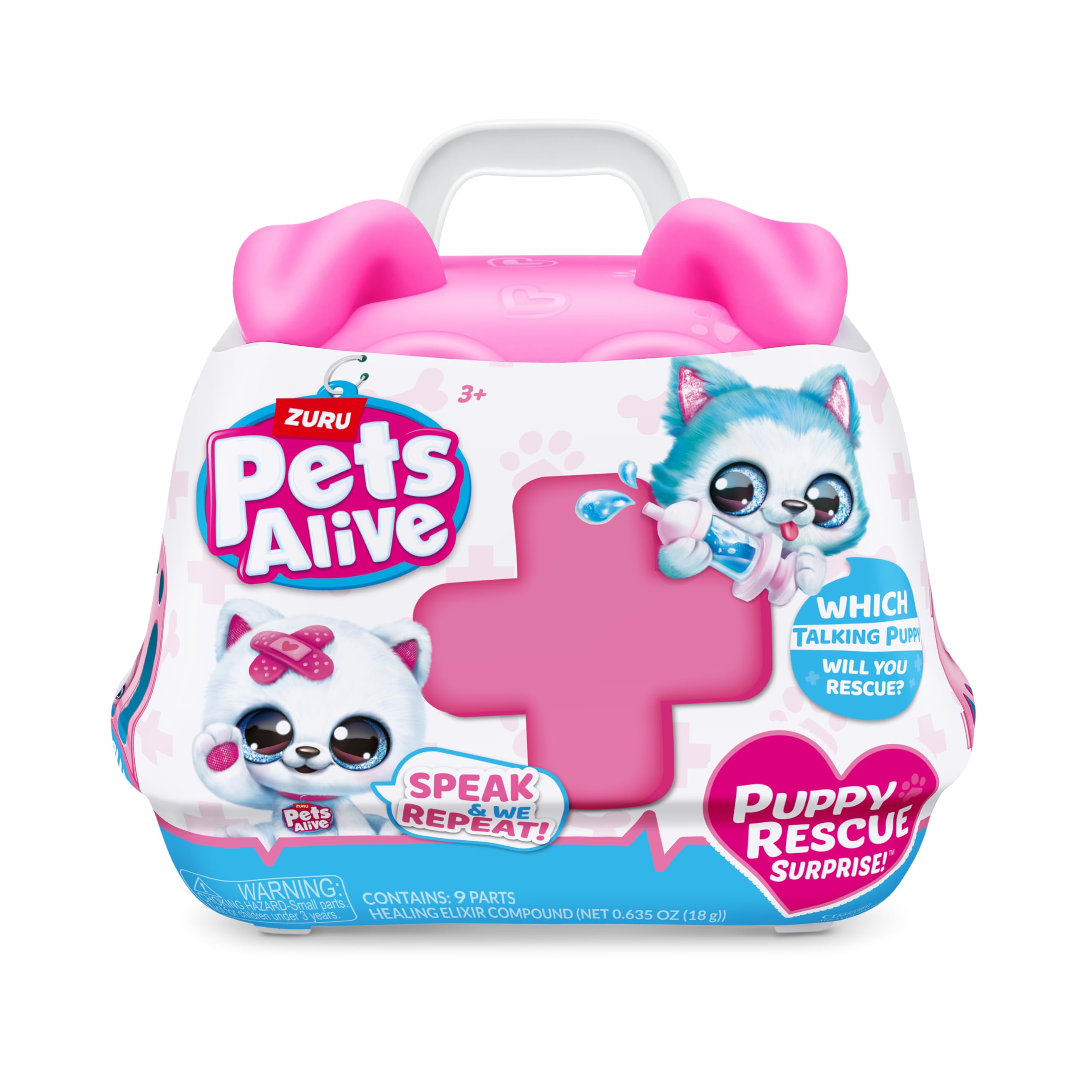 Pets Alive Puppy Rescue Surprise Series 3 - Yorkshire Plush Interactive Toy with Speak & Repeat