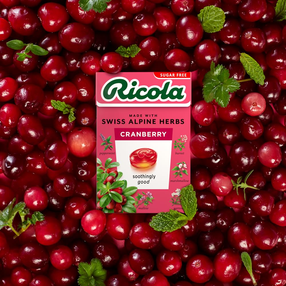 Ricola Cranberry Sugar-Free Swiss Herbal Sweets - 45g Box of 20 Drops 4