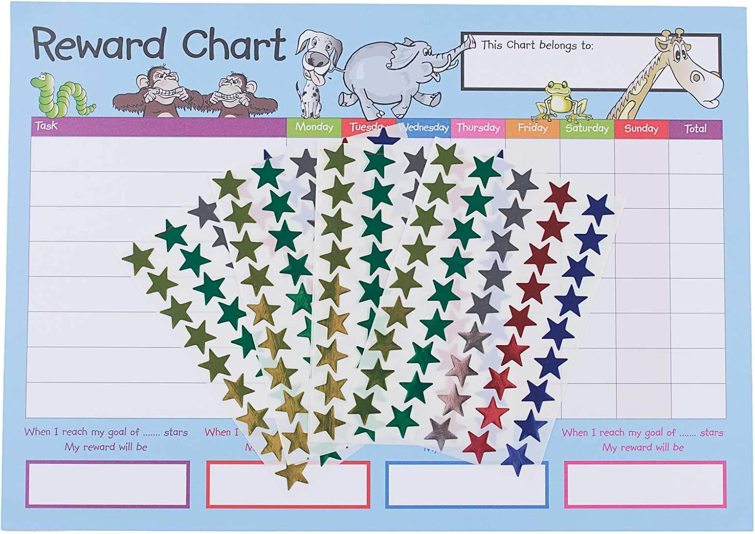 House of Card & Paper Reward Chart - 4 Charts with 225 Foil Star Stickers for Early Learning 2