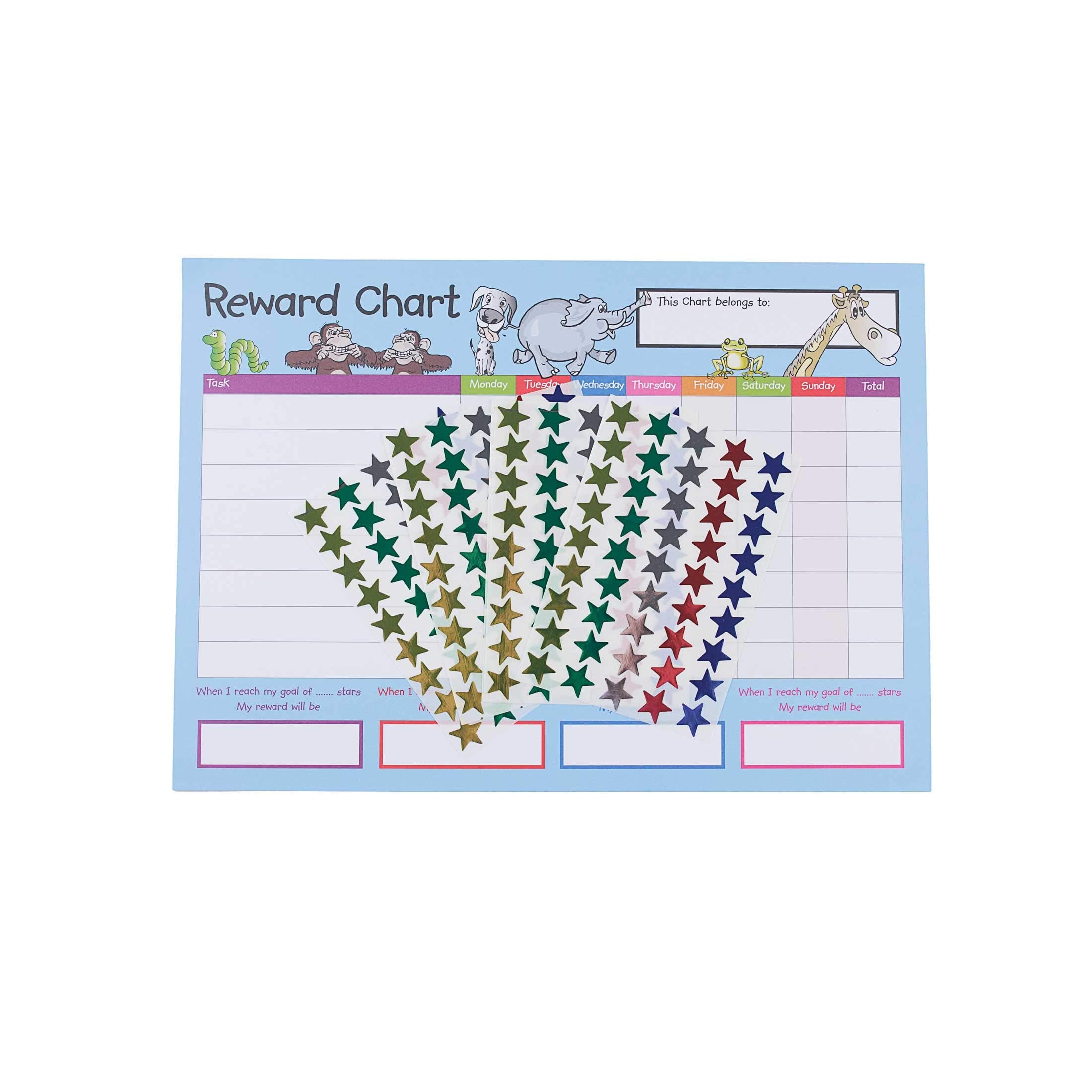 House of Card & Paper Reward Chart Set - 4 Charts & 225 Foil Star Stickers | Early Learning Motivation