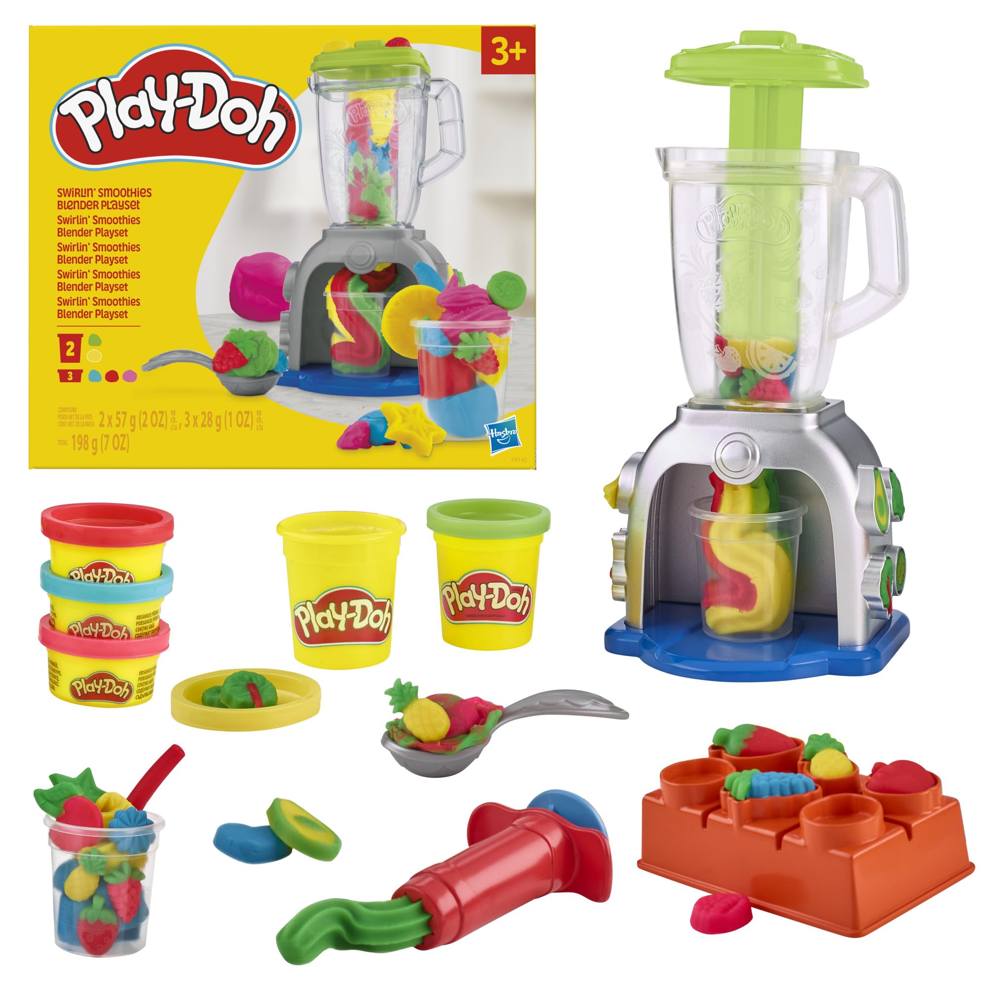 Play-Doh Swirlin' Smoothies Toy Blender Playset | Creative Play for Ages 3+ | Includes 5 Cans Compound