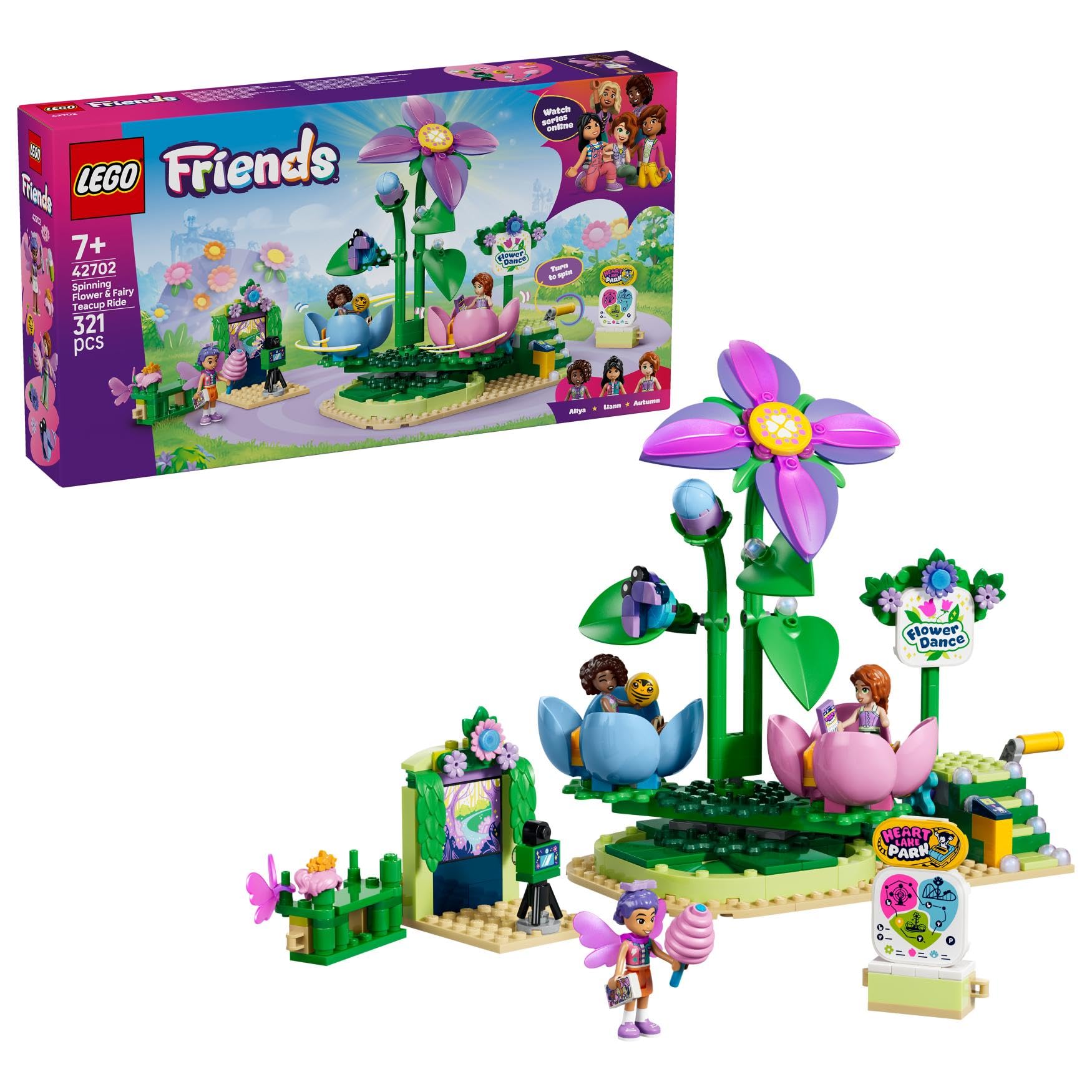 LEGO Friends Spinning Flower & Fairy Teacup Ride Building Set | Ages 7+ | Model 42702
