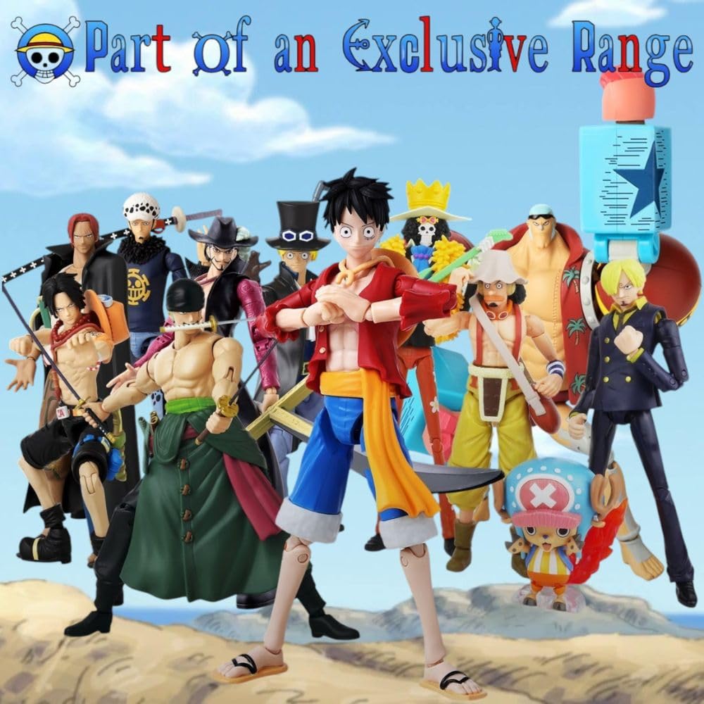 BANDAI One Piece Anime Heroes Monkey D. Luffy Action Figure - 17cm Articulated Pirate Toy with Swappable Hands 7