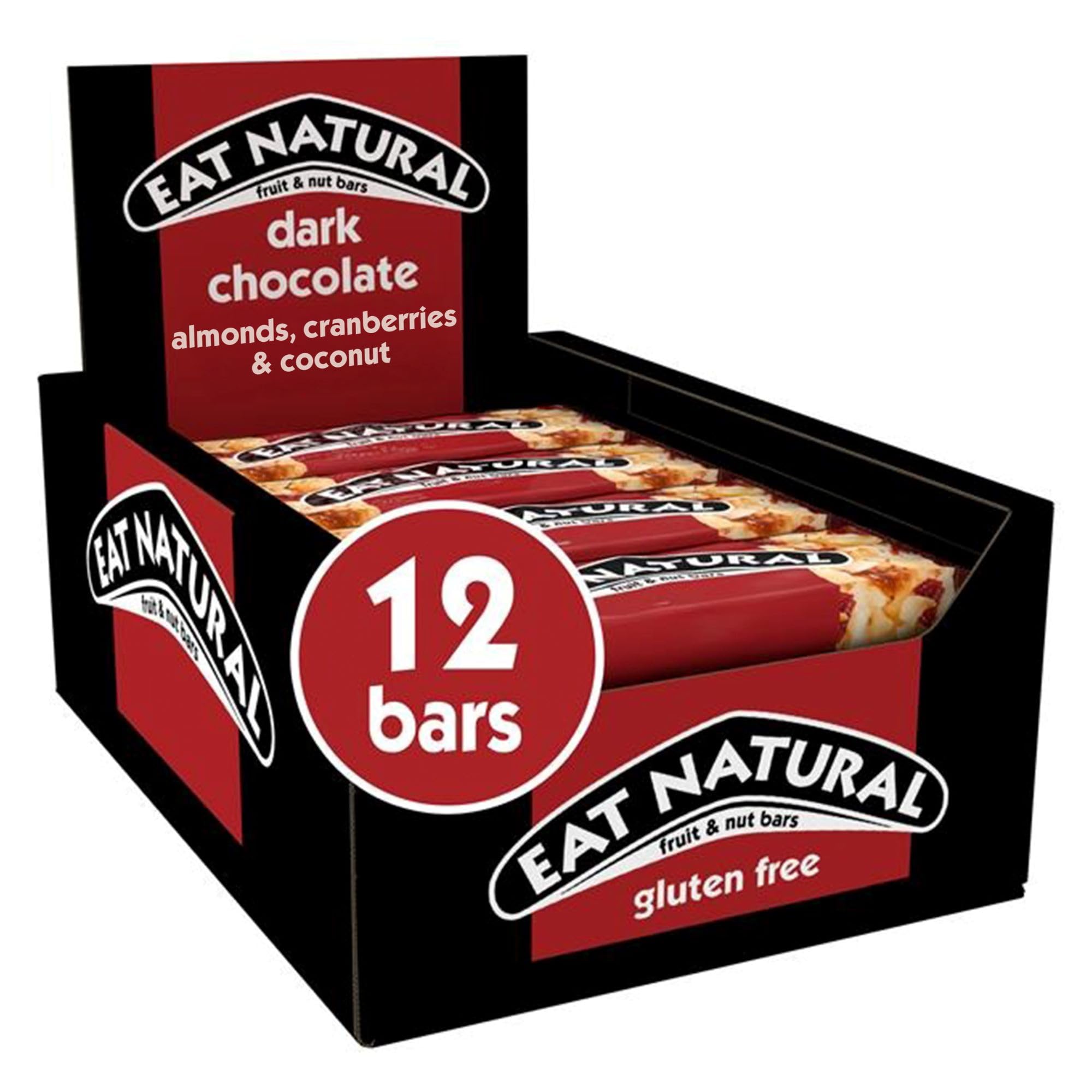 Eat Natural Gluten Free Fruit & Nut Bars with Cranberries, Almonds, Coconut & Dark Chocolate - 12 Pack 1