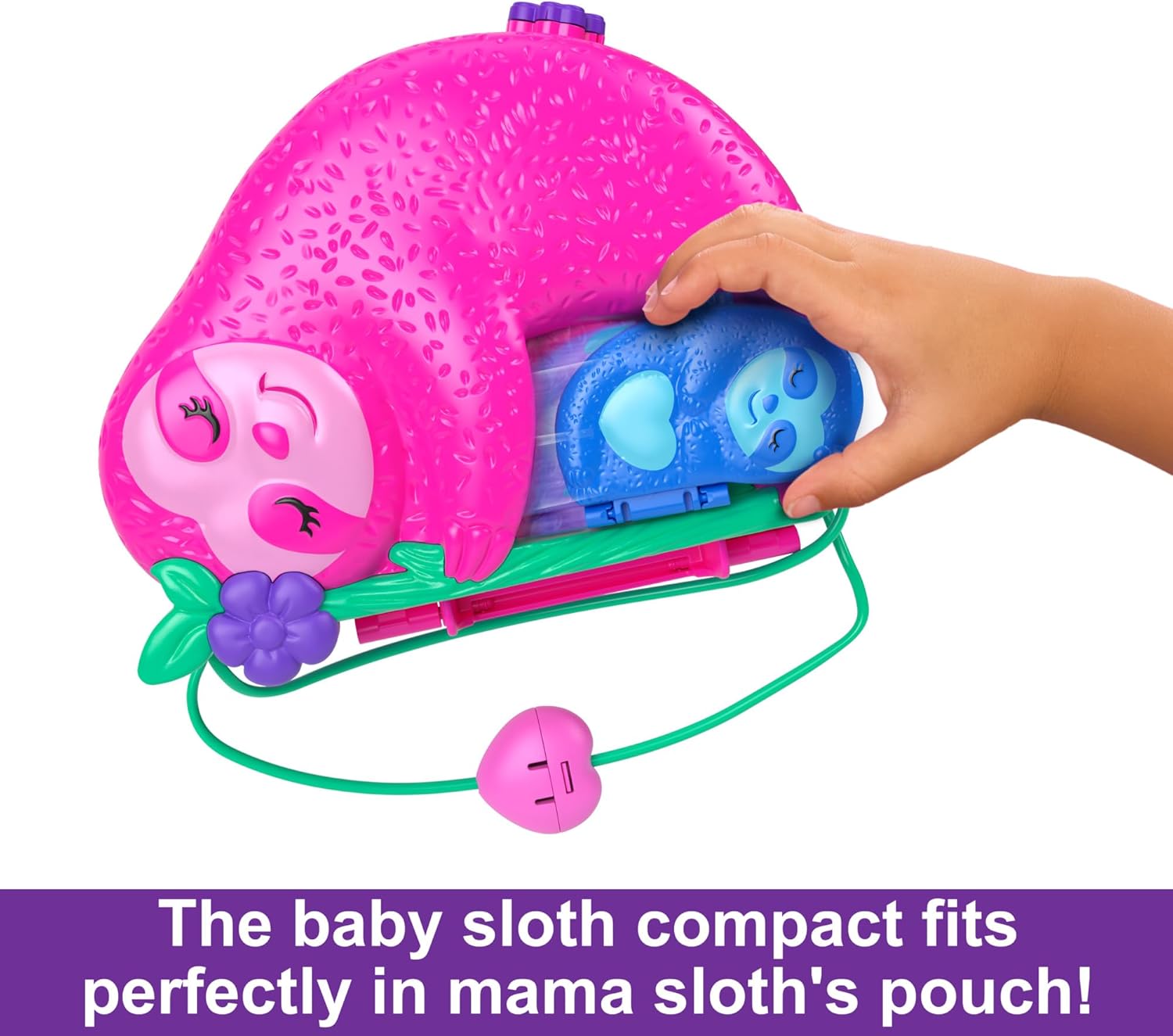 Polly Pocket Sloth Family 2-in-1 Purse Compact Playset with 2 Micro Dolls & 12 Accessories