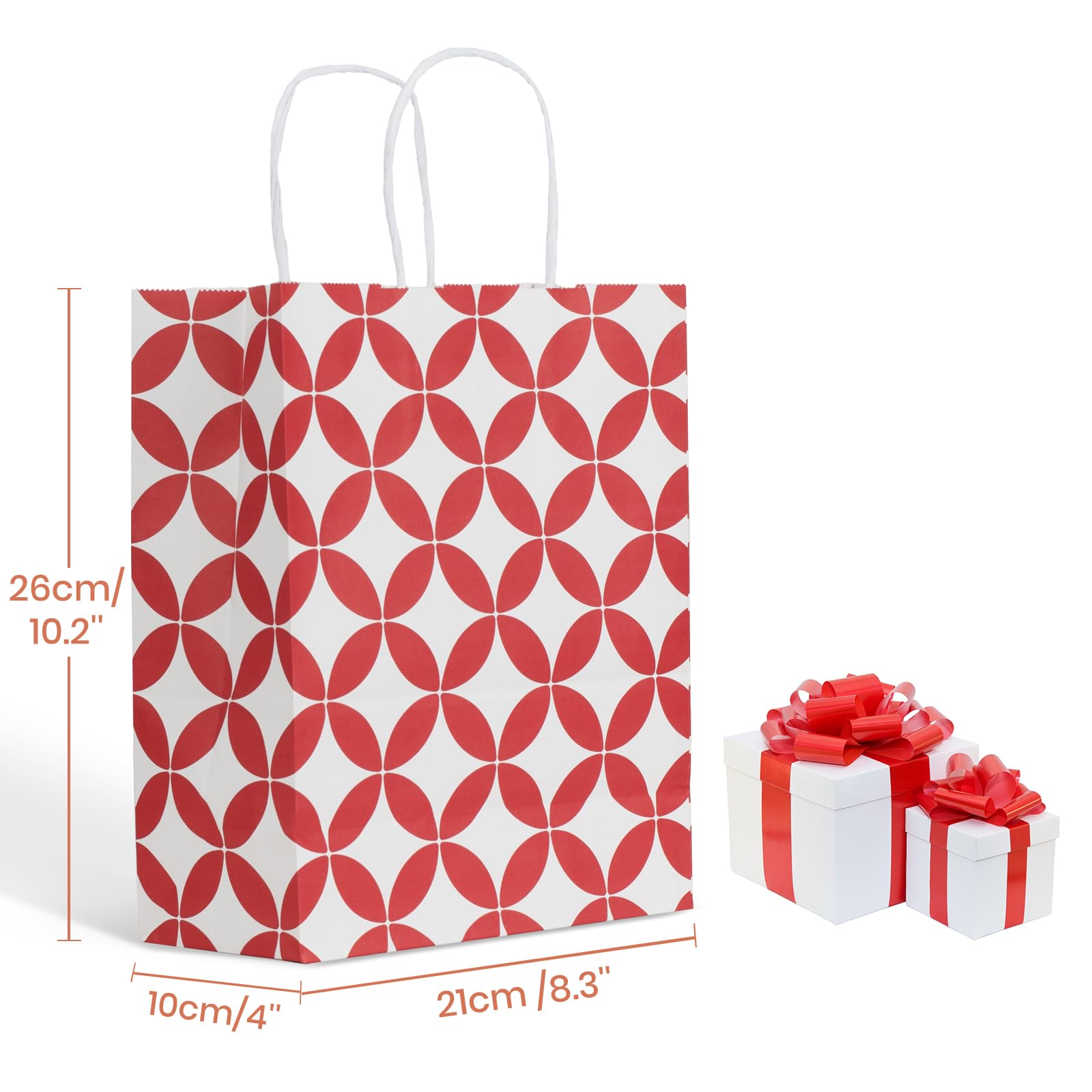 Parmedu Paper Gift Bags with Handles - 24 Count Assorted Colors | 10.2" H x 8.5" W | Virgin Wood Pulp