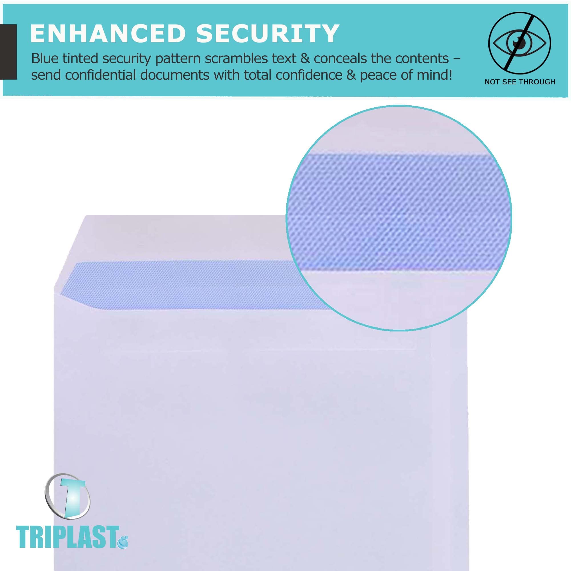 Triplast C4 Window Self Seal Security Envelopes - Pack of 20 | 90 gsm | Made in UK 3