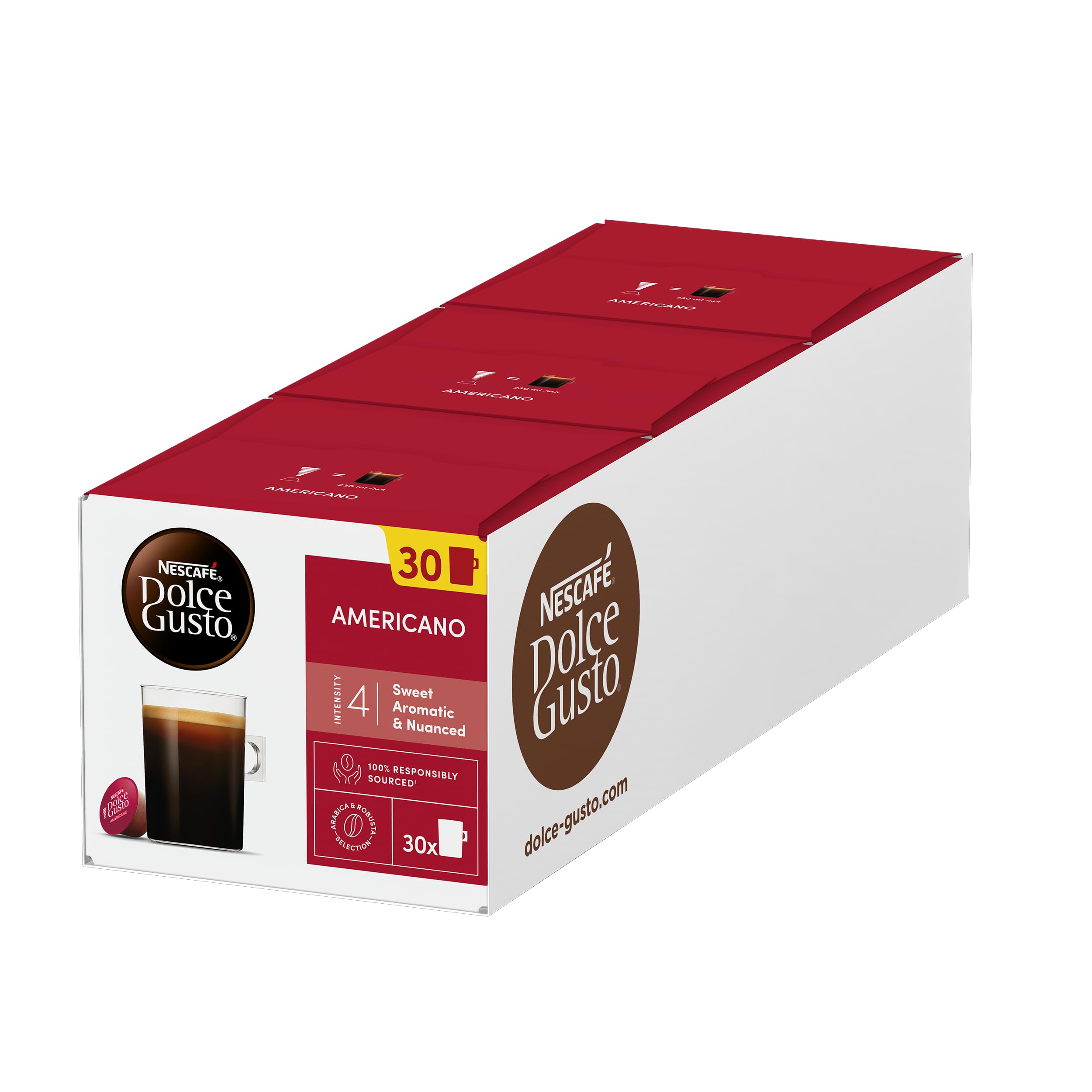 Nescafé Dolce Gusto Americano Coffee Pods - 100% Arabica, Intensity 4/11 | 90 Capsules (3x30)