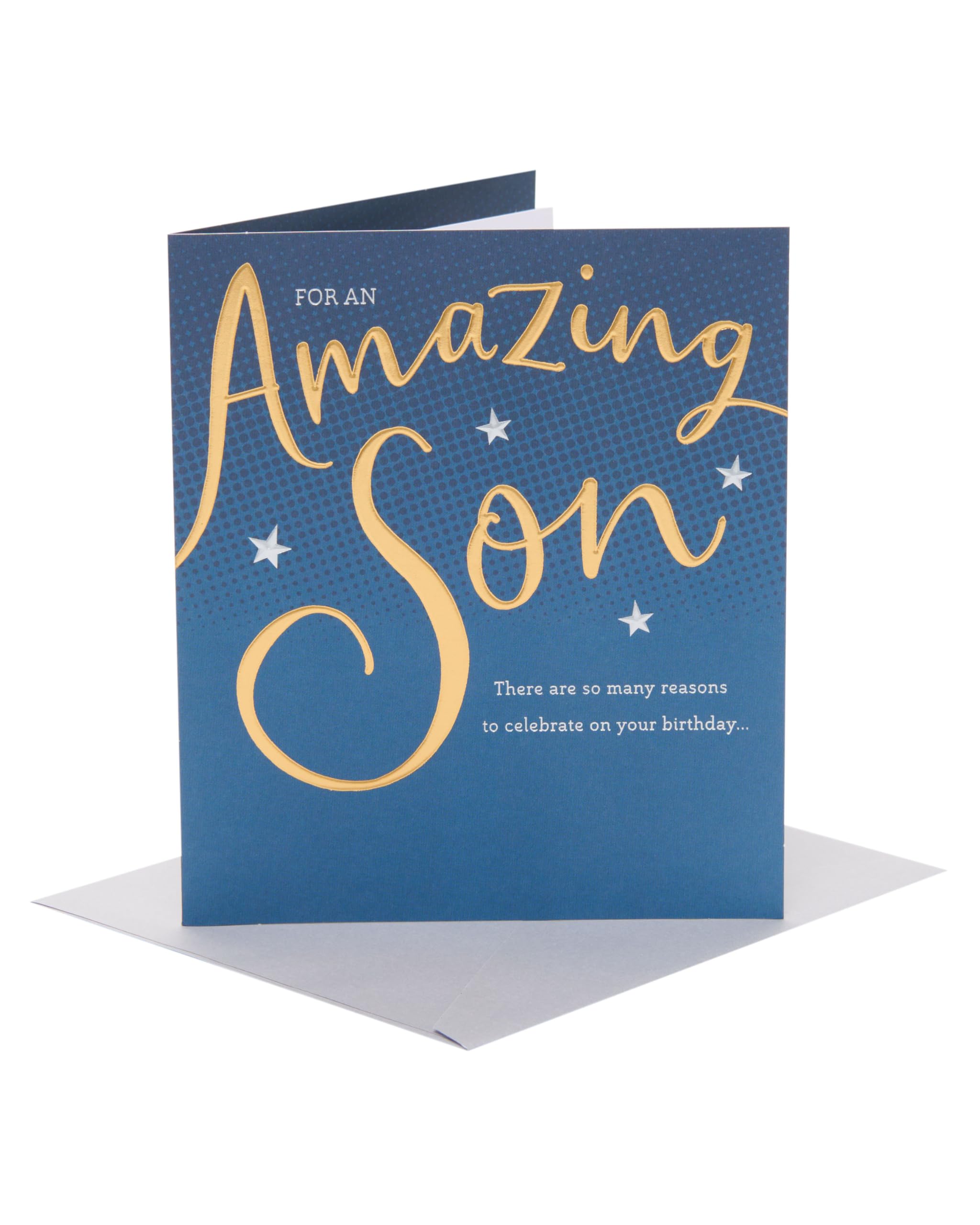 UK Greetings Birthday Card for Son | Gold & Iridescent Foil Detailing | 165 x 190 mm