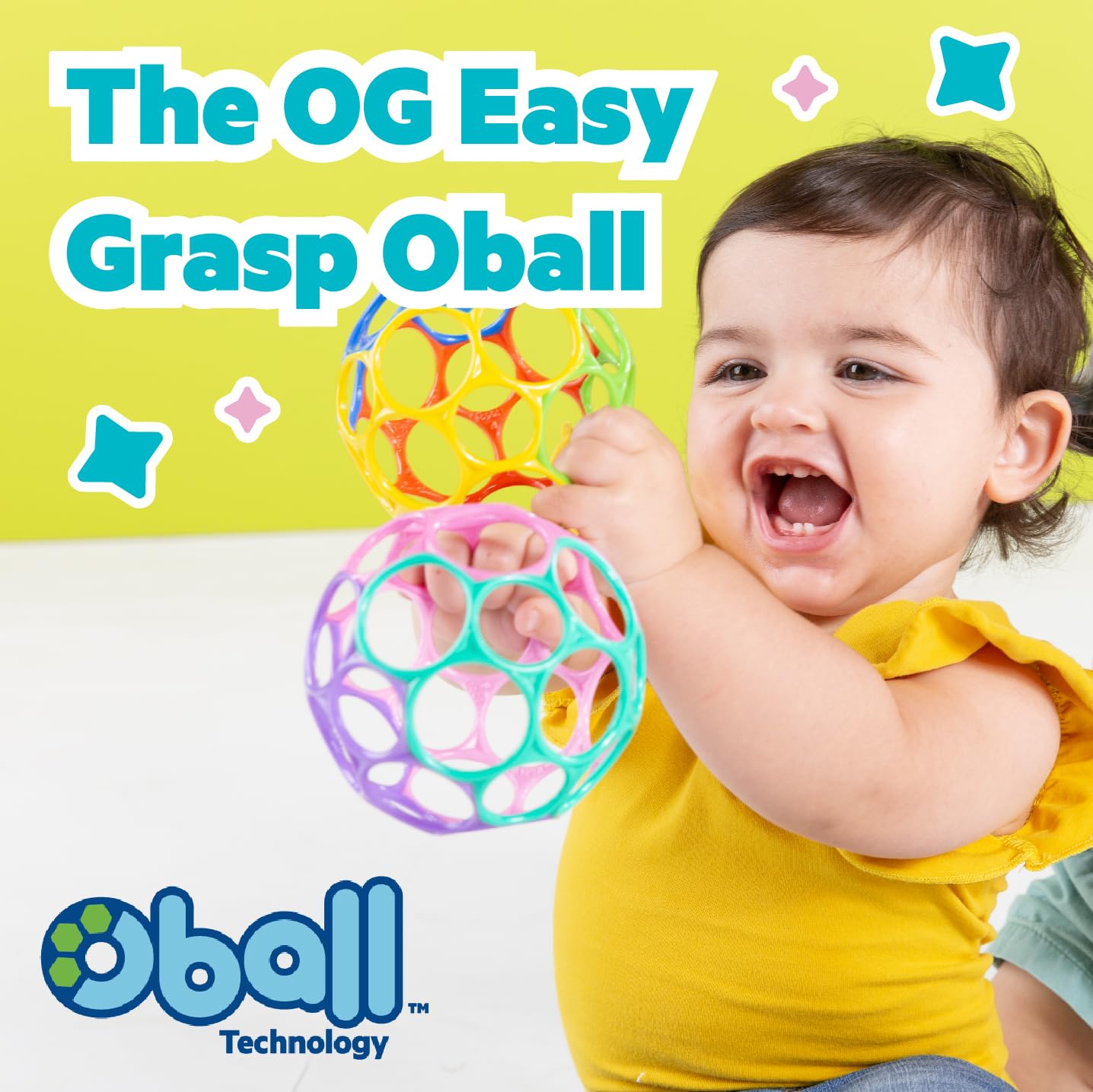 Bright Starts Oball Rattle Easy-Grasp Toy - Pink, Newborn+ 8