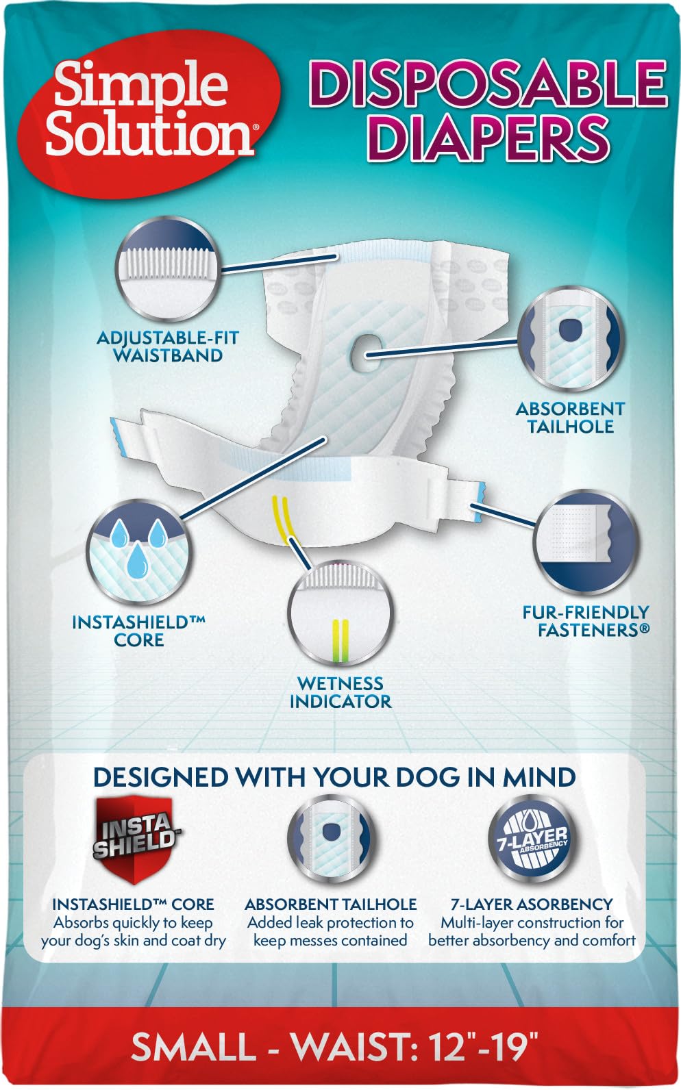 Simple Solution True Fit Disposable Dog Diapers for Female Dogs - Small Size, 12 Count 6
