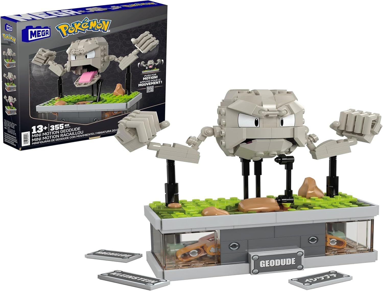 MEGA Pokémon Mini Motion Geodude Building Set - 364 Pieces, 5 Inch Punching Figure