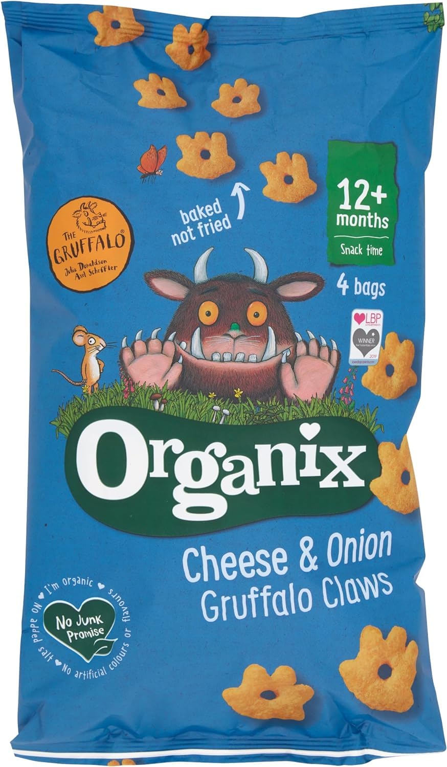 Organix Cheese & Onion Gruffalo Claws Organic Toddler Snack Puffs, 12+ Months, 180g