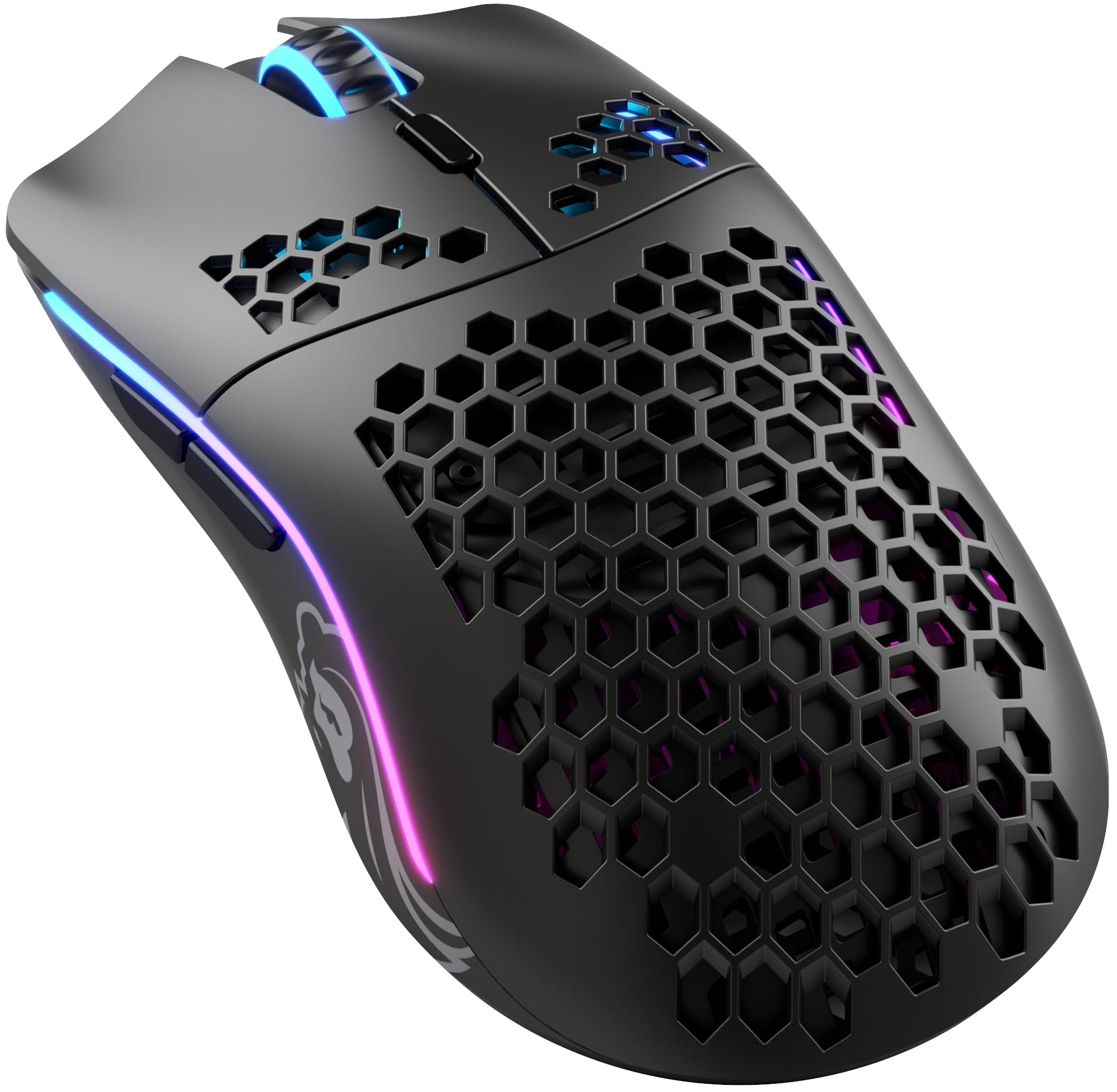 GLORIOUS Model O Kabellose Gaming-Maus – 69 g superleicht, Wabendesign, 19.000 DPI, 71-Stunden-Akku, RGB, beidhändig bedienbar, 2,4 GHz kabellos – Mattschwarz