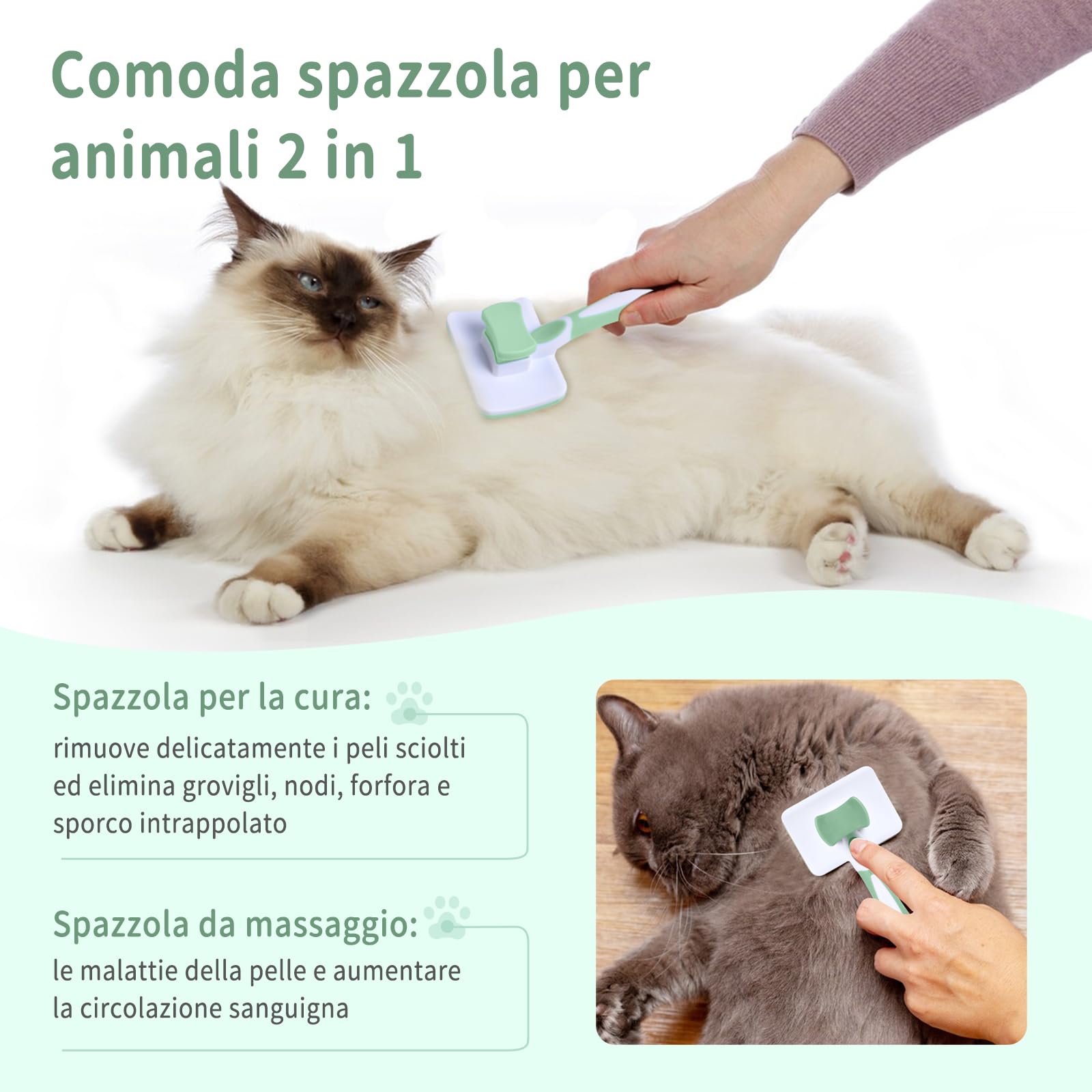 Vinabo Pet Self-Cleaning Slicker Brush - Removes Undercoat & Tangles | Green 5
