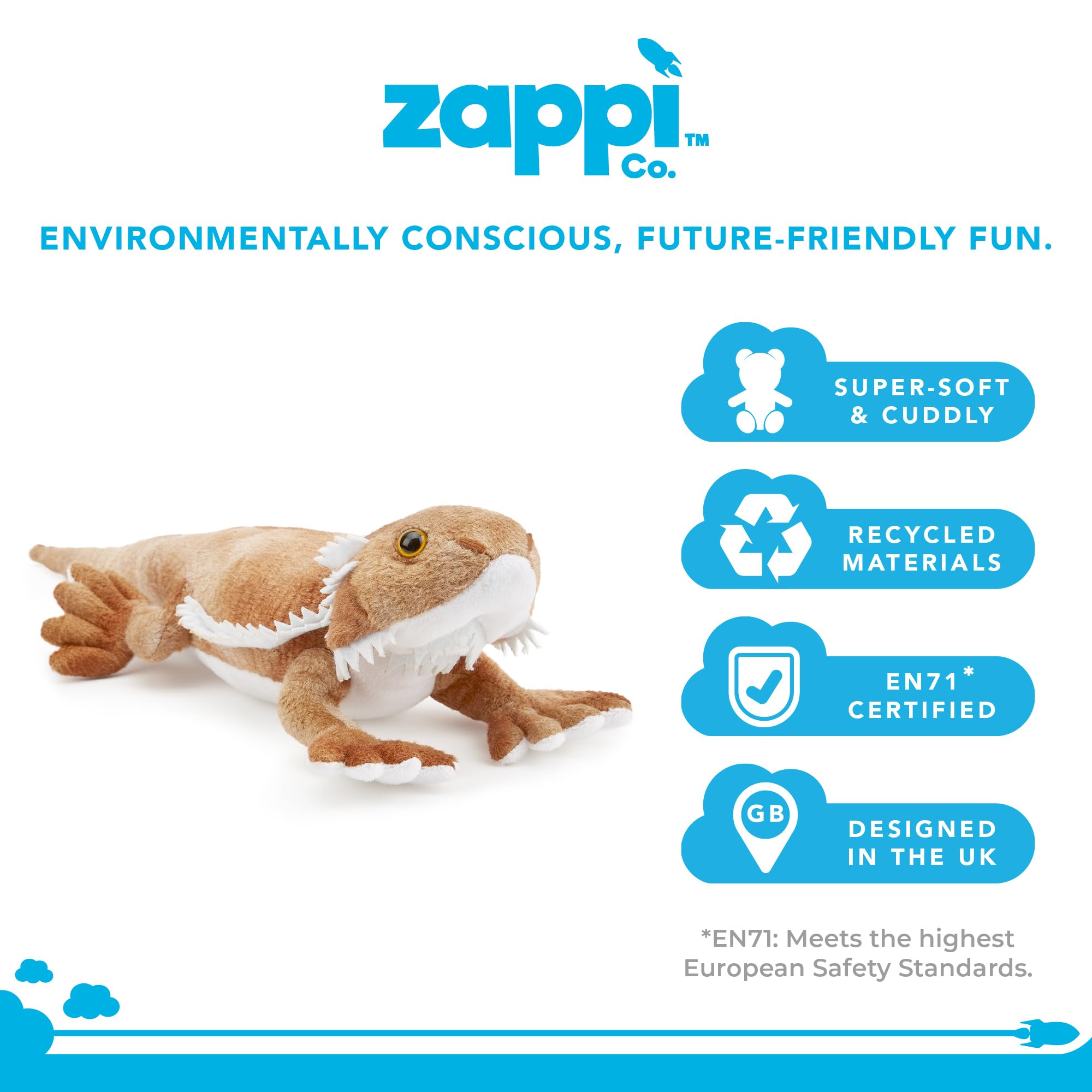 Zappi Co Brody the Bearded Dragon Plush Toy - 100% Recycled Materials, 34cm Length 3