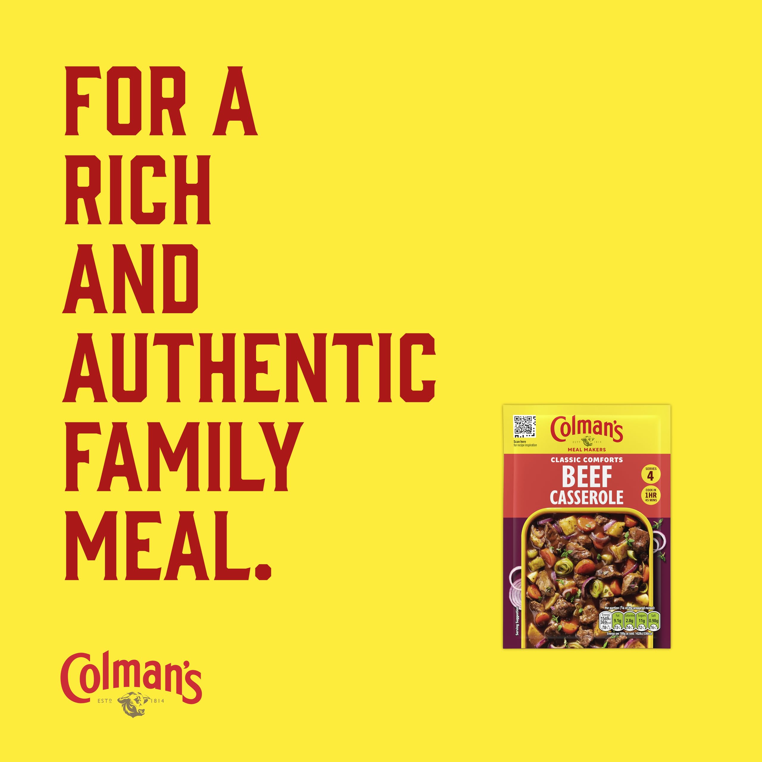 Colman's Classic Comforts Beef Casserole Meal Maker - 4 Servings | 40g Pack 3