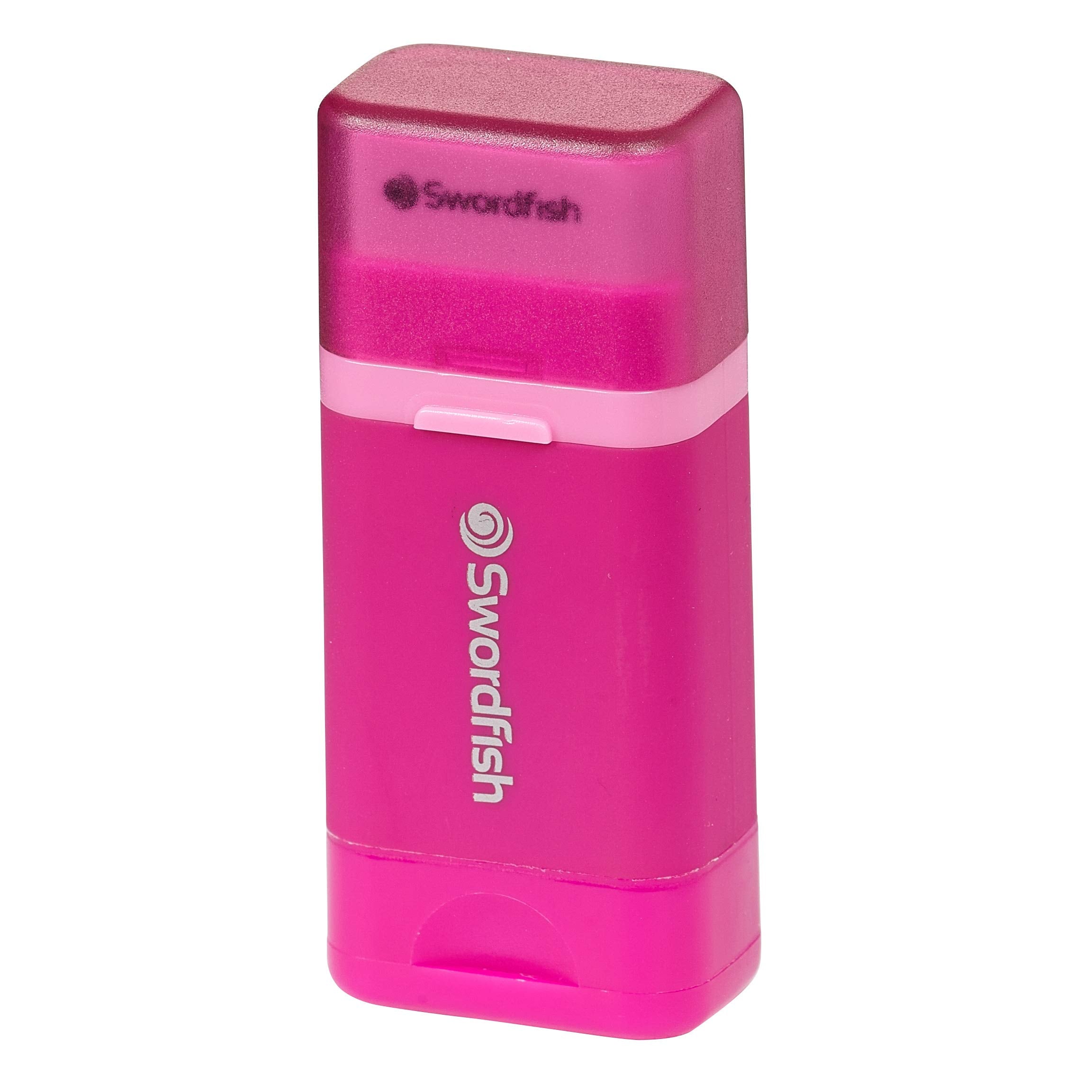 Swordfish Combo Pencil Sharpener with Mess-Free Canister and Eraser | Pink | Pack of 1 7