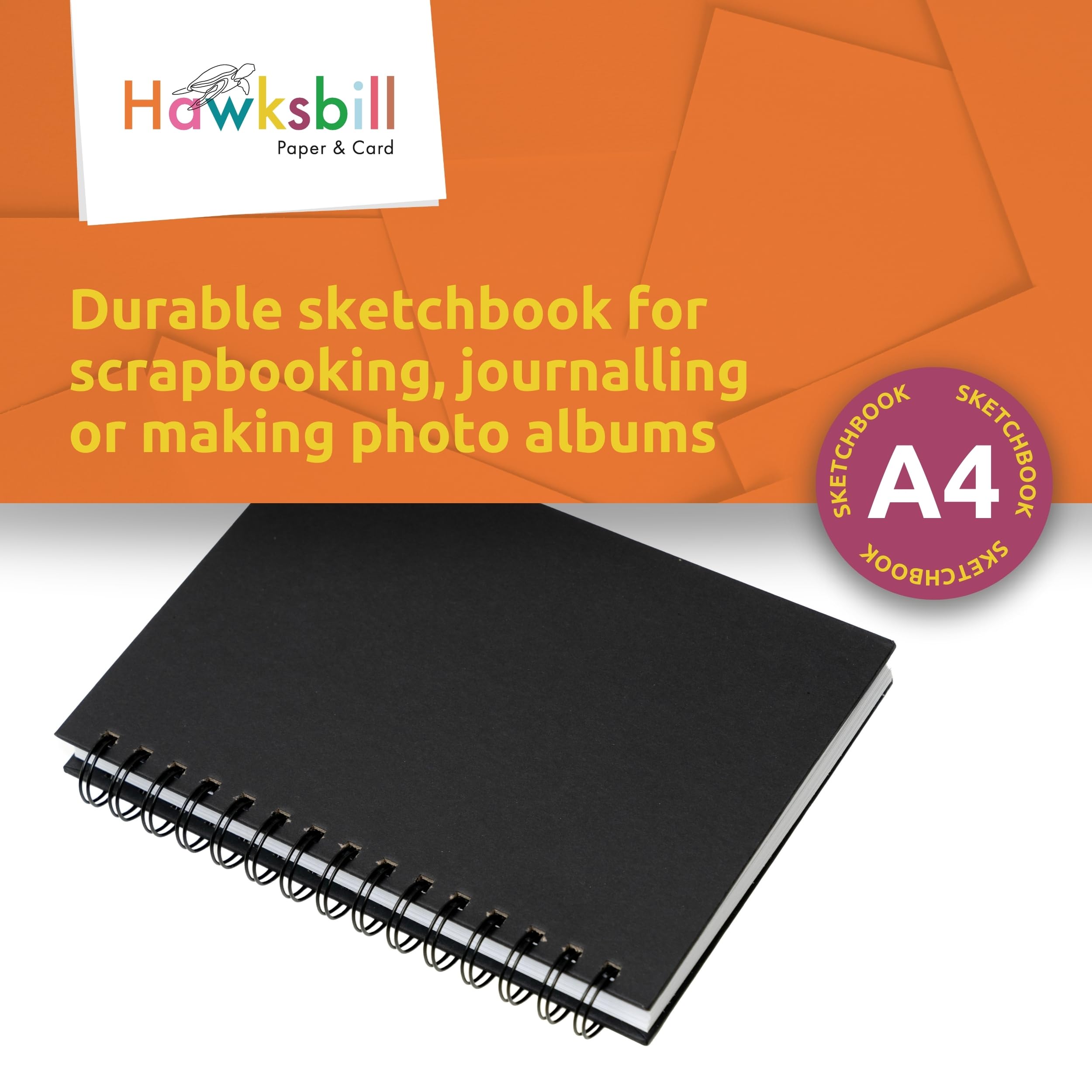 Hawksbill Skizzenbuch, A3, schwarz, Hardcover, Spiralbindung, 40 Blatt, 150 g/m², säurefreies Papier 7