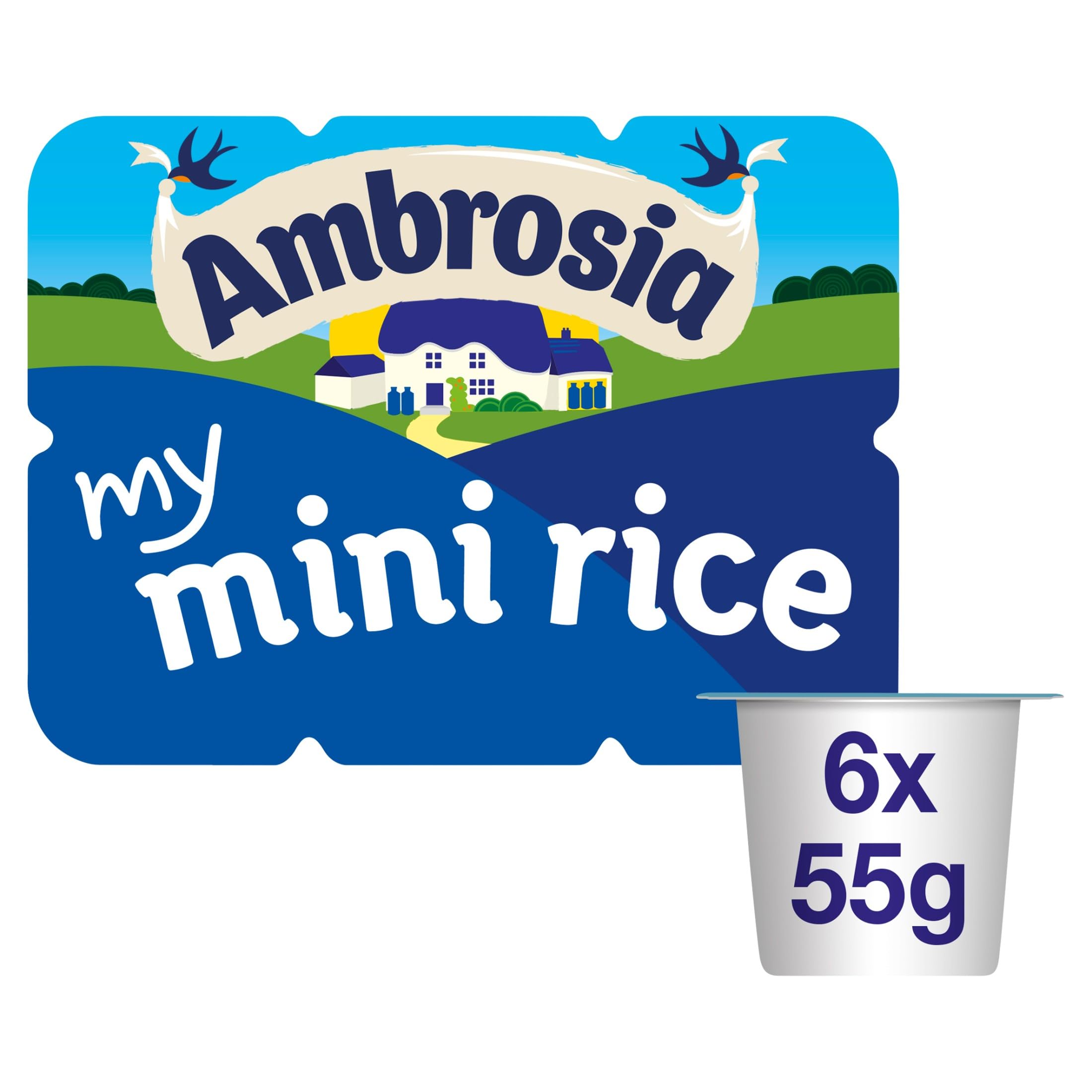 Ambrosia My Mini Rice Pudding Pots with Added Calcium & Vitamin D - Pack of 6 (55g Pots)