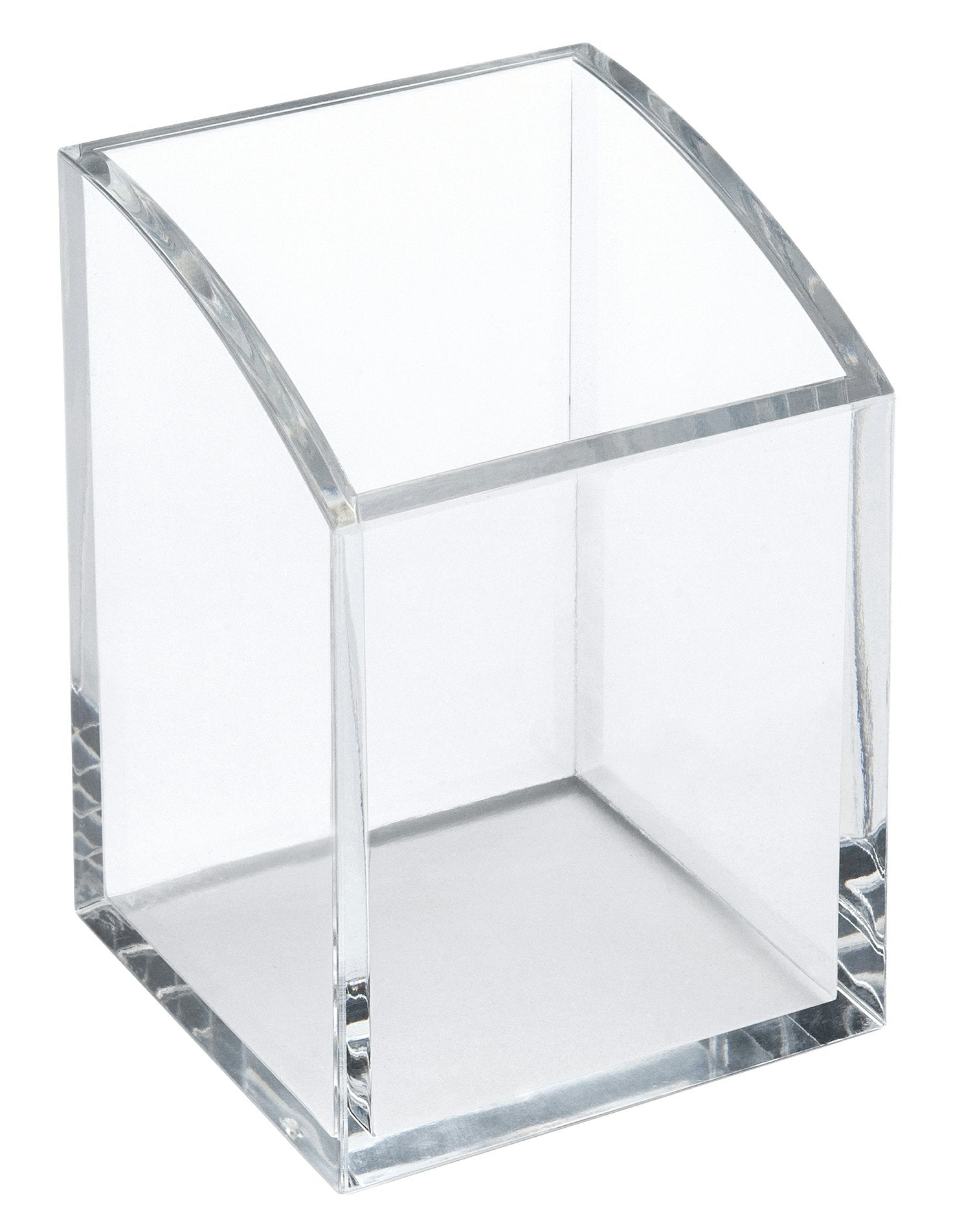 Osco Clear Acrylic Pen Pot - Square Transparent Desk Tidy for Pens, Pencils, and Tools | 70x70x102mm