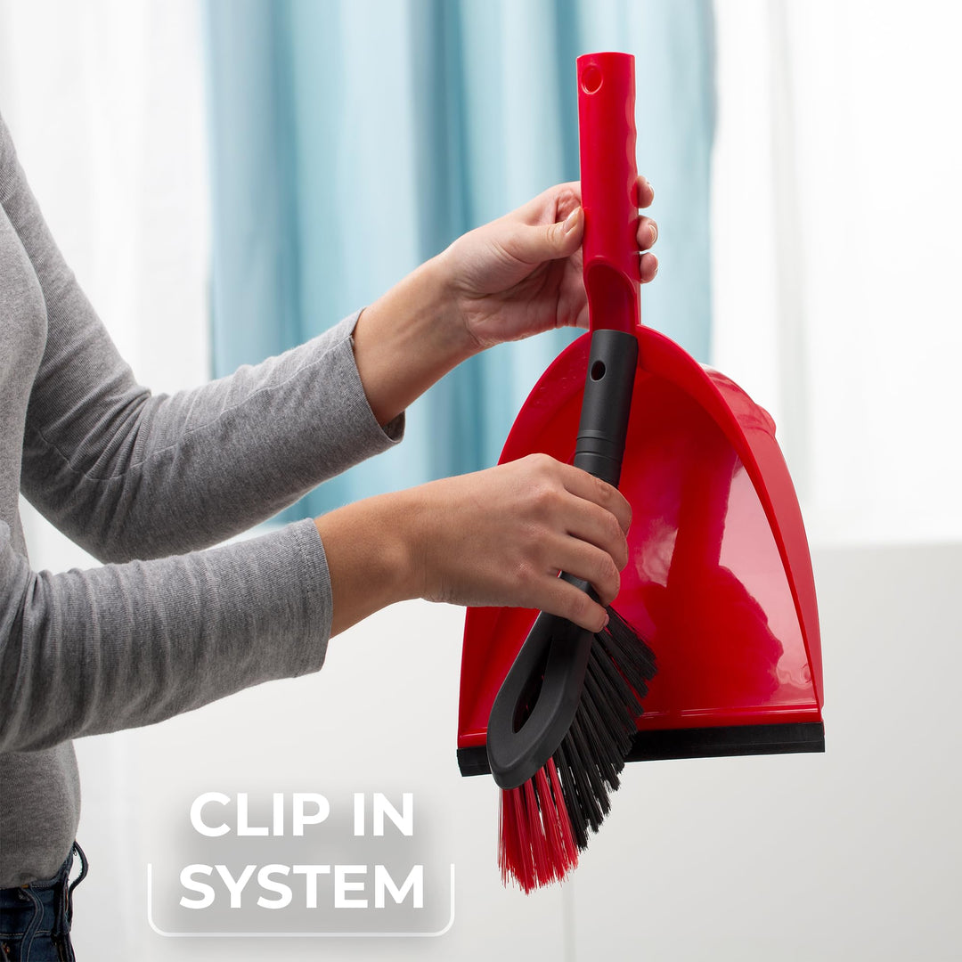 Vileda - 2-in-1 Dust Pan & Brush Set with Ergonomic Design and Rubber Lip