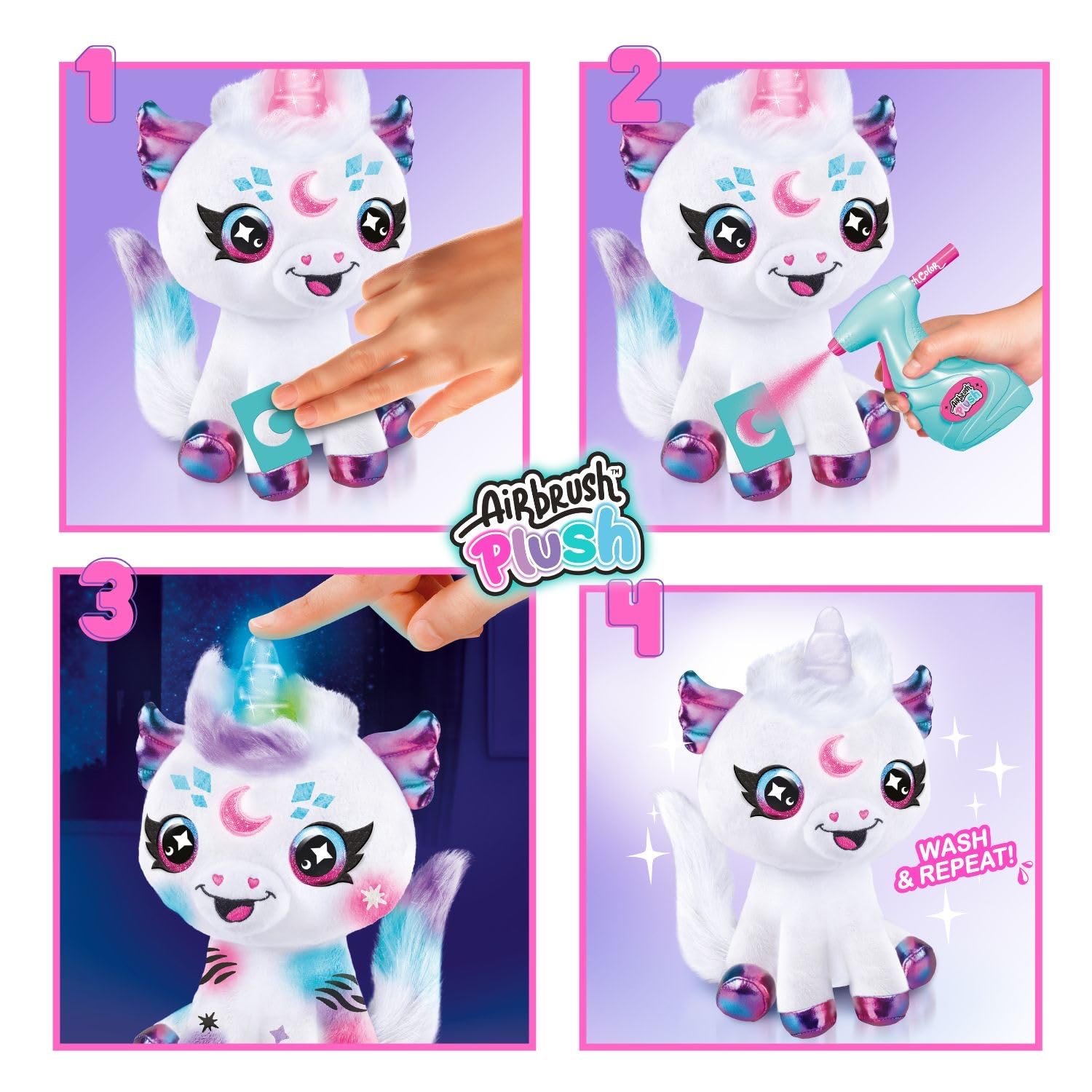 Airbrush Plush Light Up Cosmic Unicorn – Personalize & Decorate with Airbrush Tool 2