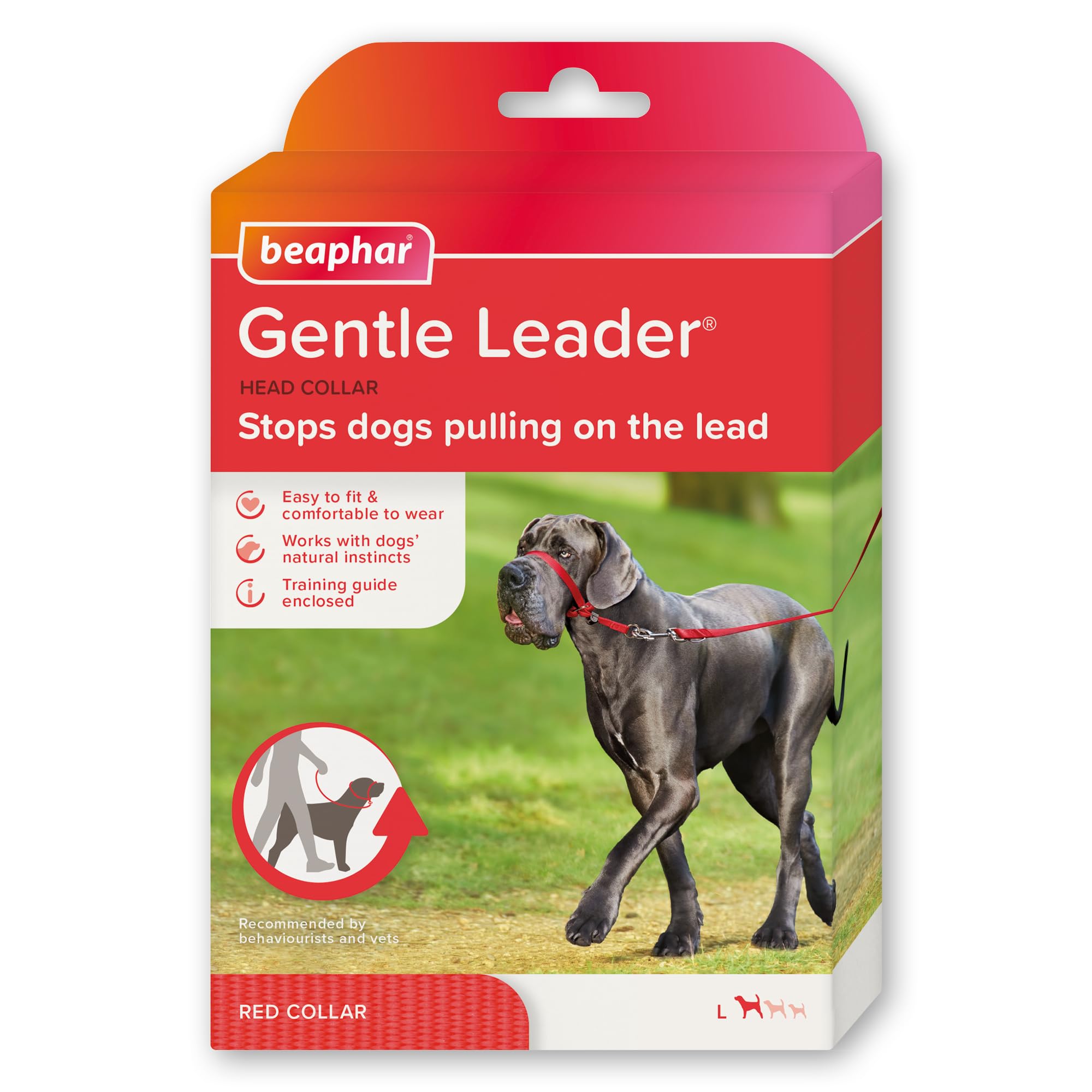 Beaphar Gentle Leader Headcollar - Stops Pulling | Large Dogs | Red