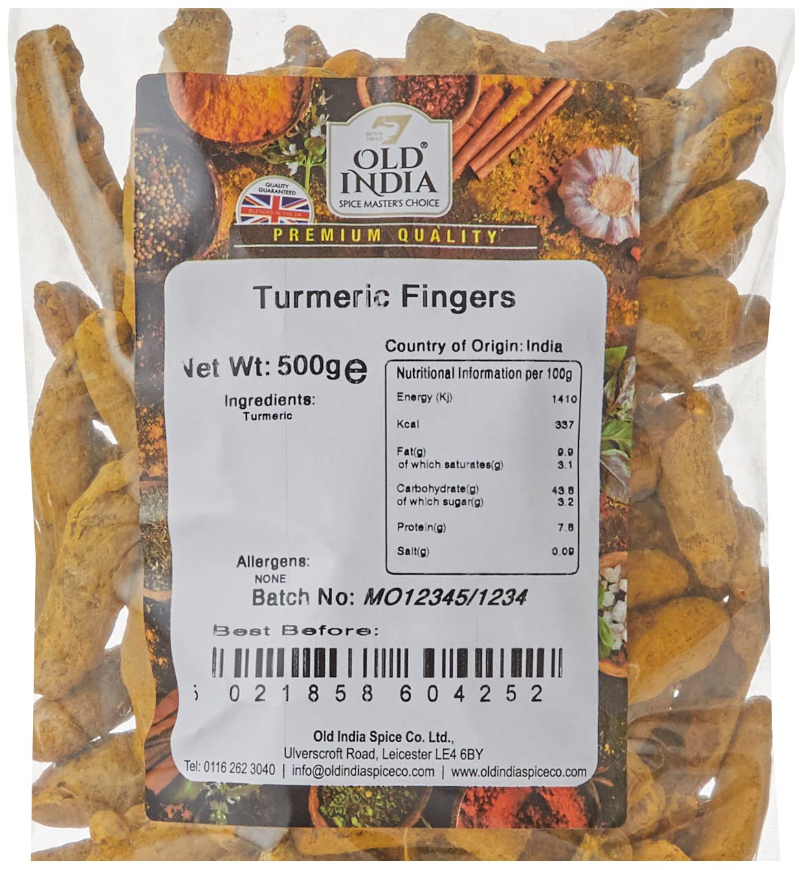Old India Turmeric Fingers Whole Spice | 500g Natural Stick Form