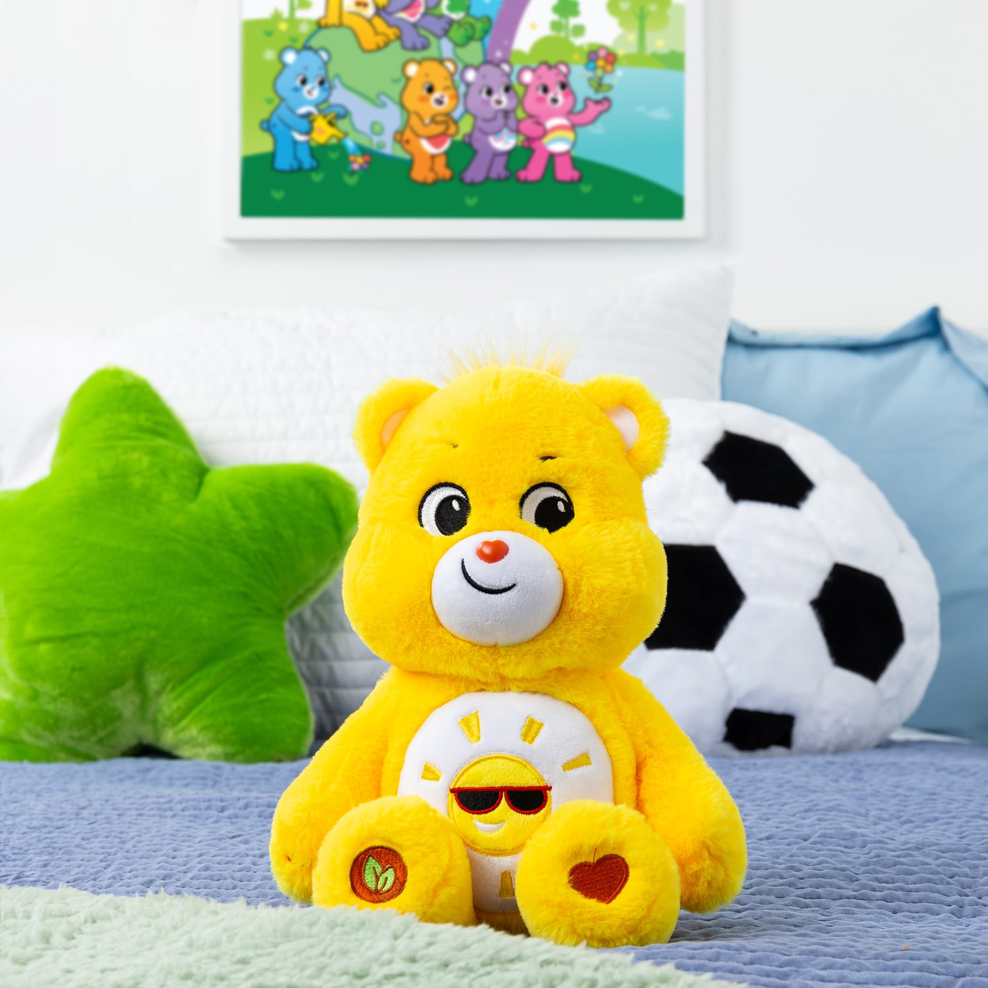Care Bears Funshine Bear Medium Plush Toy - 35cm Yellow Stuffed Animal for Ages 4+