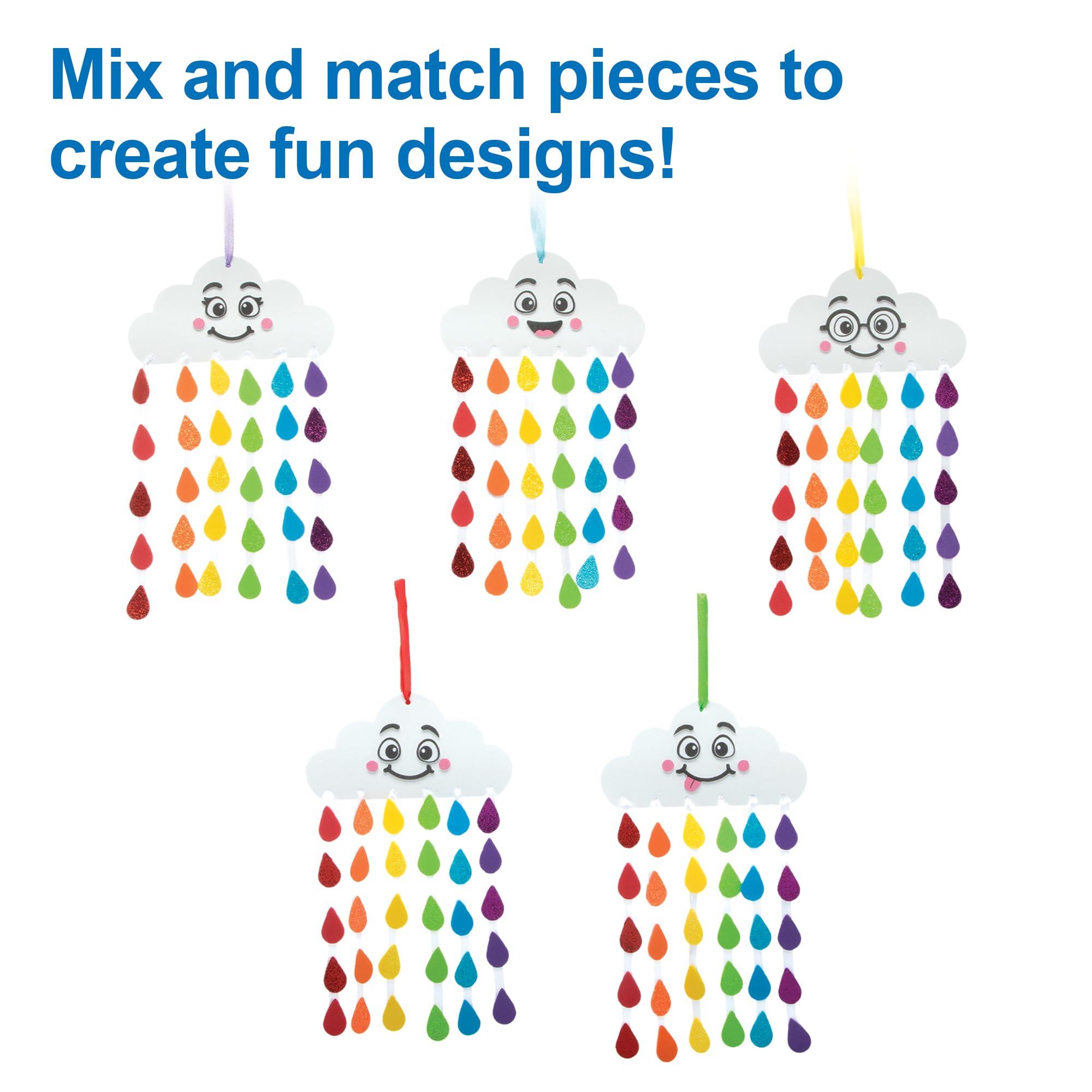 Baker Ross FN011 Rainbow Drop Mix and Match Kits - Pack of 5, Foam Craft Decoration, 22cm 5