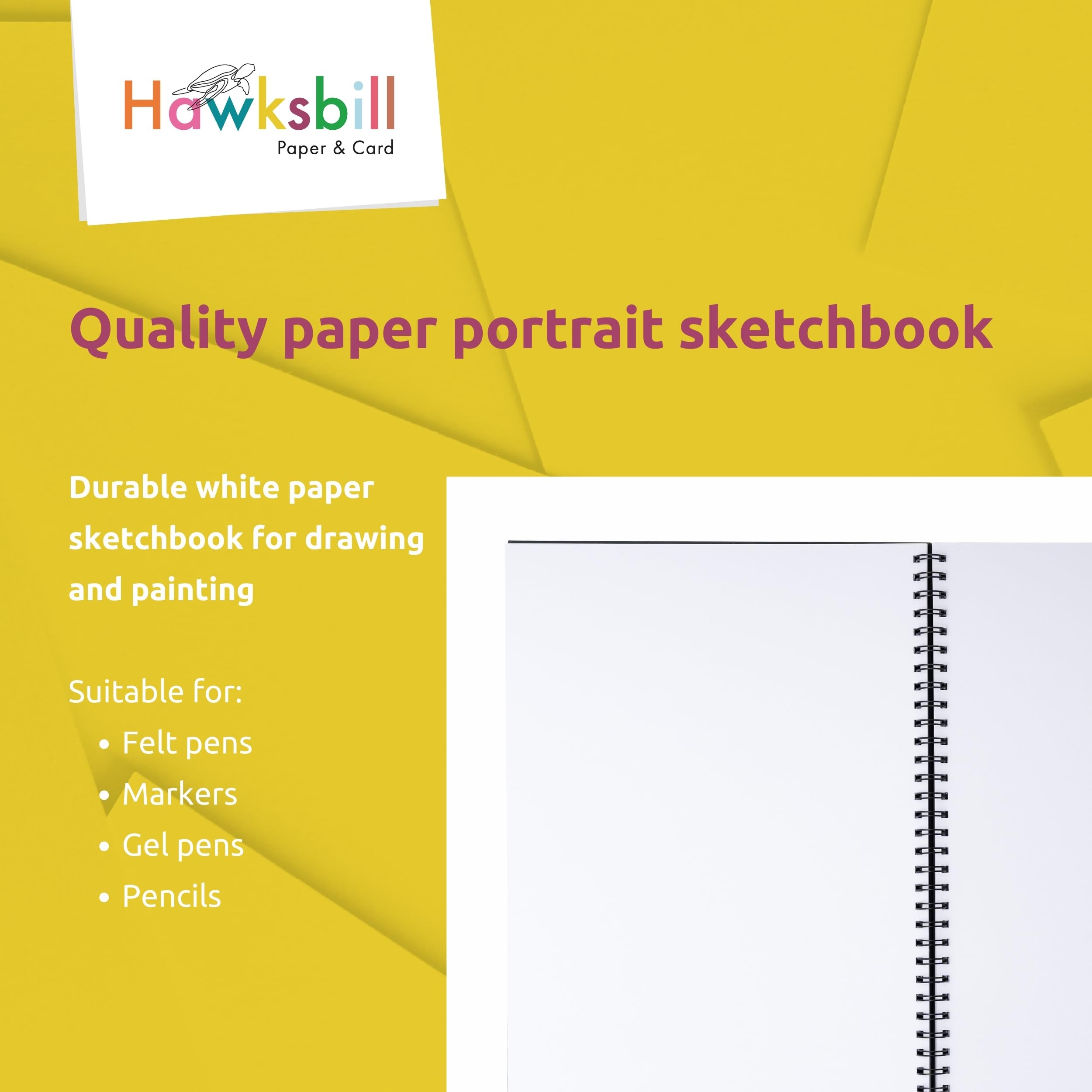Hawksbill Skizzenbuch, A3, schwarz, Hardcover, Spiralbindung, 40 Blatt, 150 g/m², säurefreies Papier 8