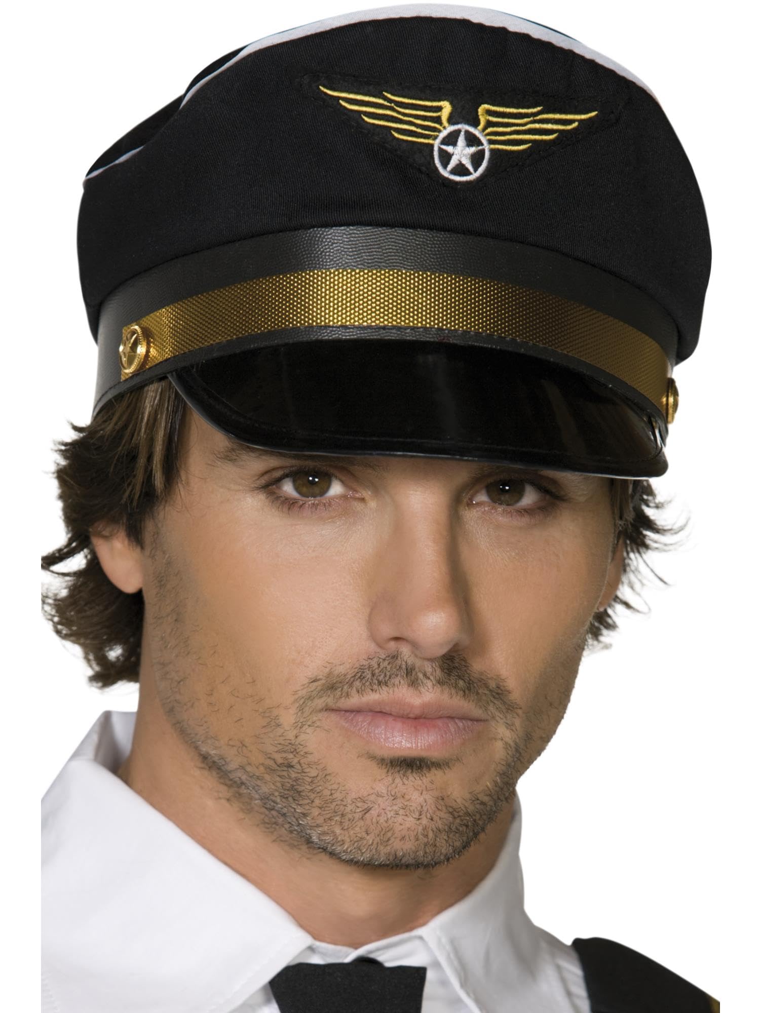 Smiffys Pilot's Cap Black - Icons & Idols Fancy Dress Costume Accessory 5