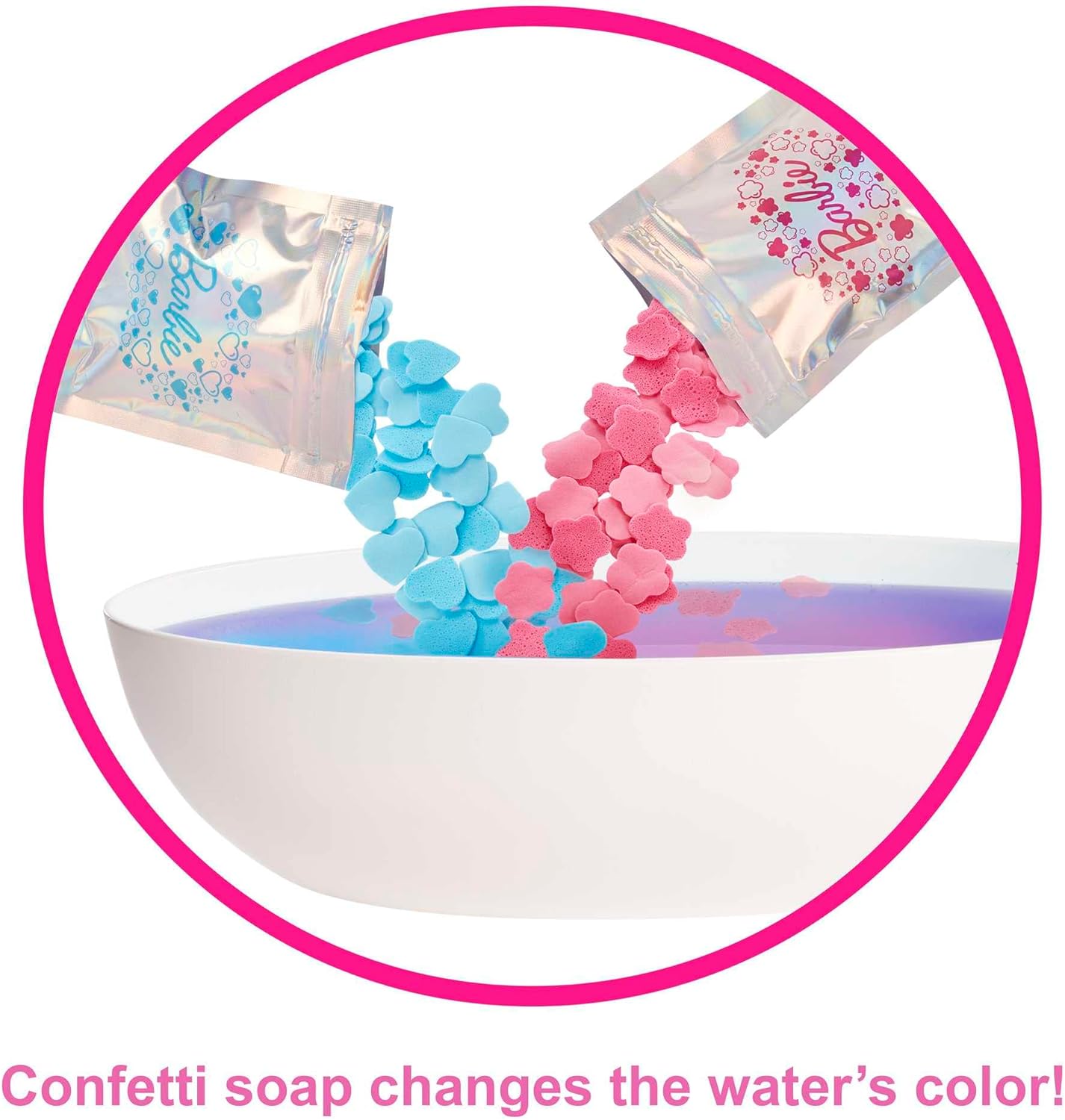 Barbie Confetti Bathtub Playset with Doll, Puppy & 17-Piece Accessories 5