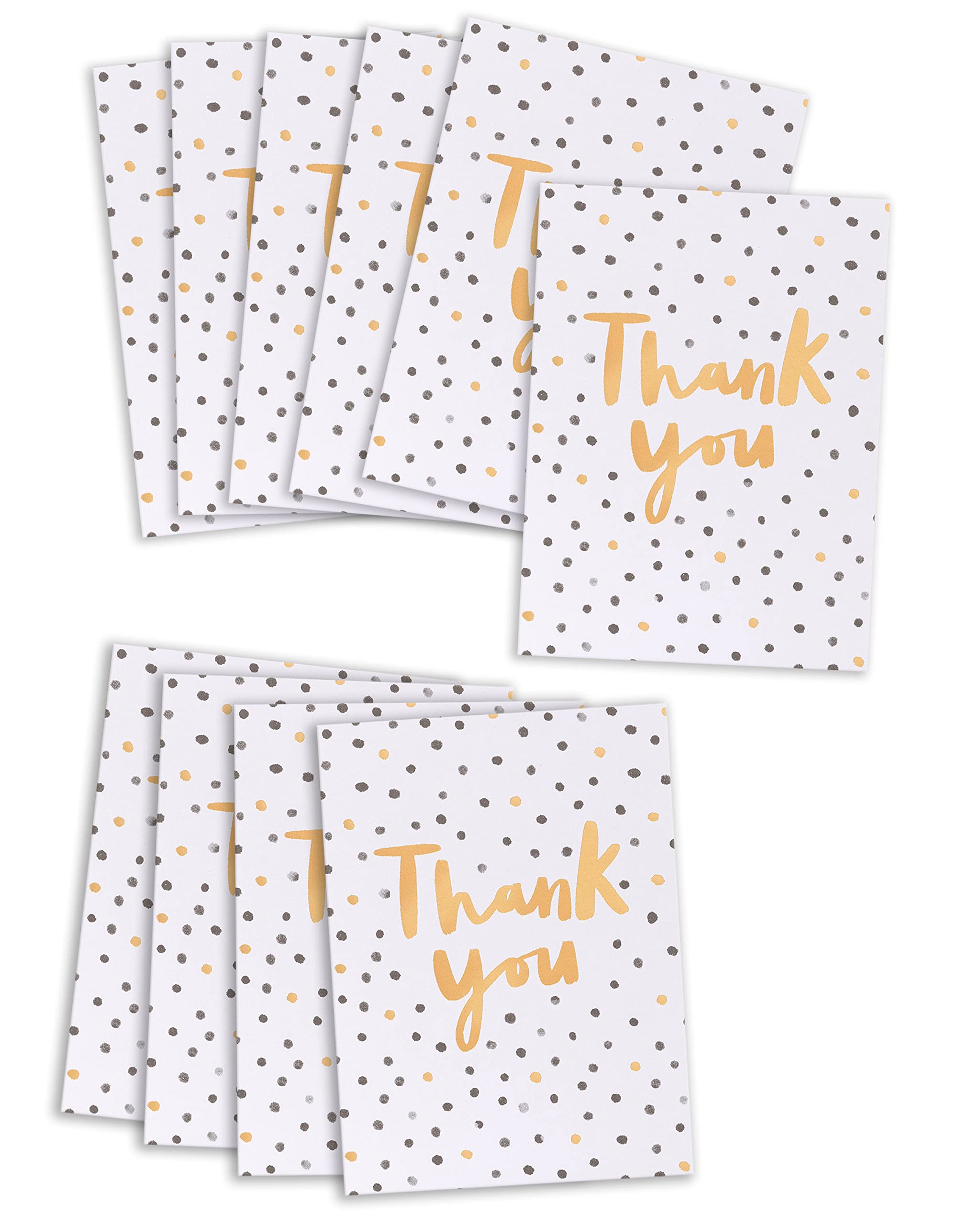 UK Greetings Thank You Cards - 10 Count, Black & Gold Spot Design | FSC Certified