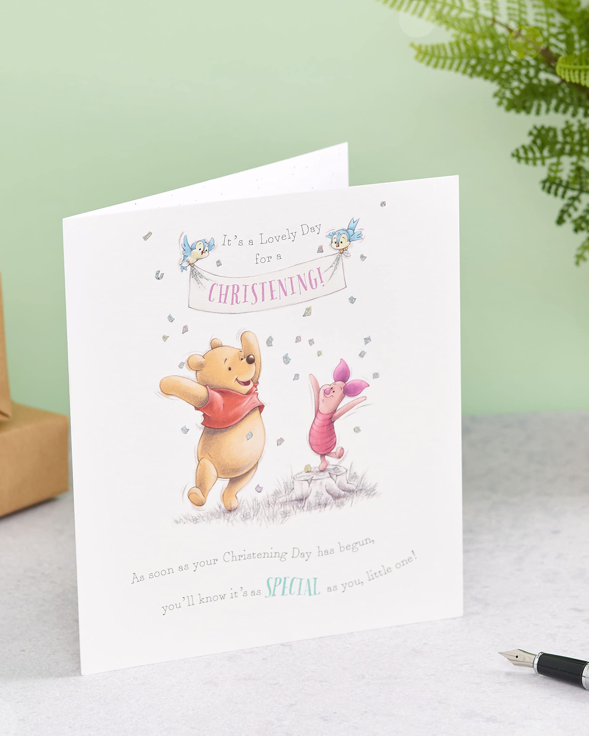 UK Greetings Winnie the Pooh Christening Card - Embossed & Foil Finish | 159 x 184 mm 3