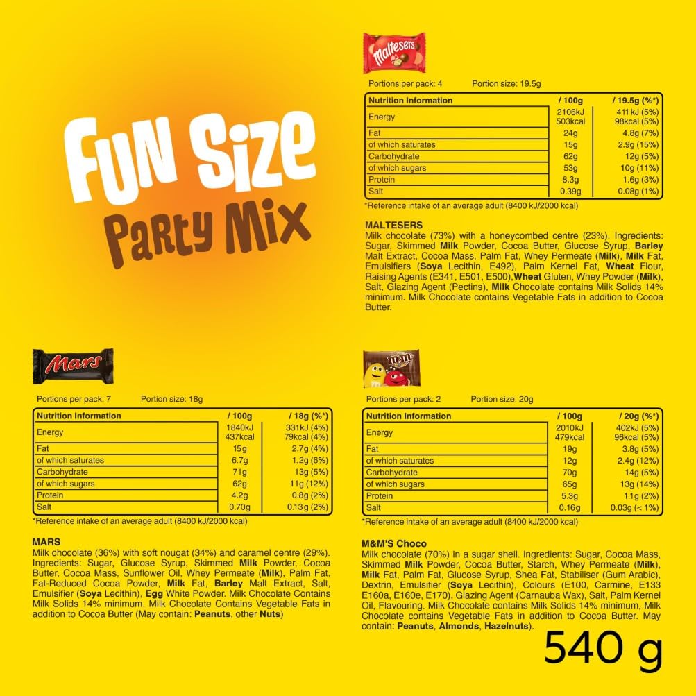 Mars Mixed Sweets Chocolate Variety Pack - 30 Fun Size Bags, 540g 10