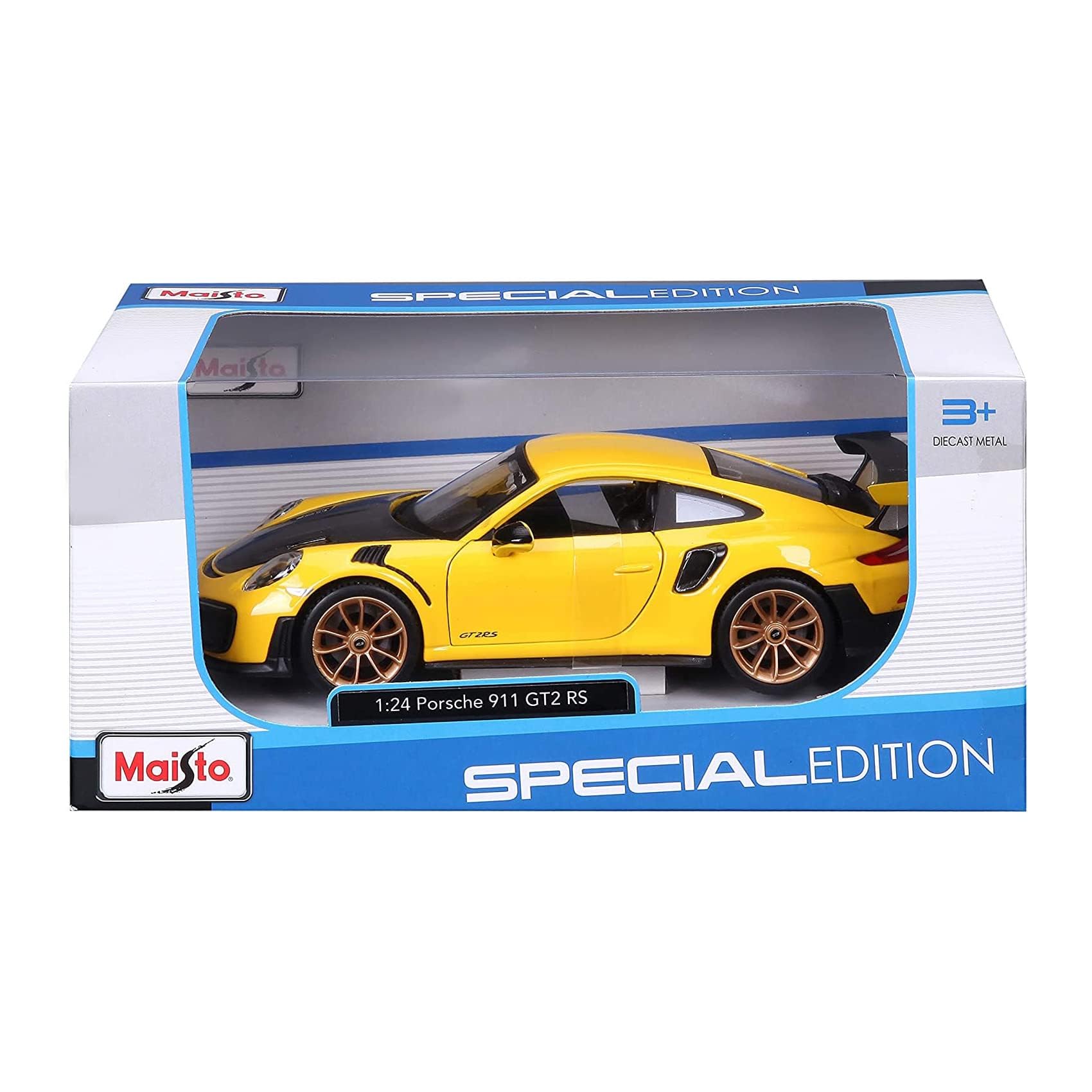 Maisto 1:24 Porsche 911 GT2 RS Diecast Model Car - Yellow and Black 23