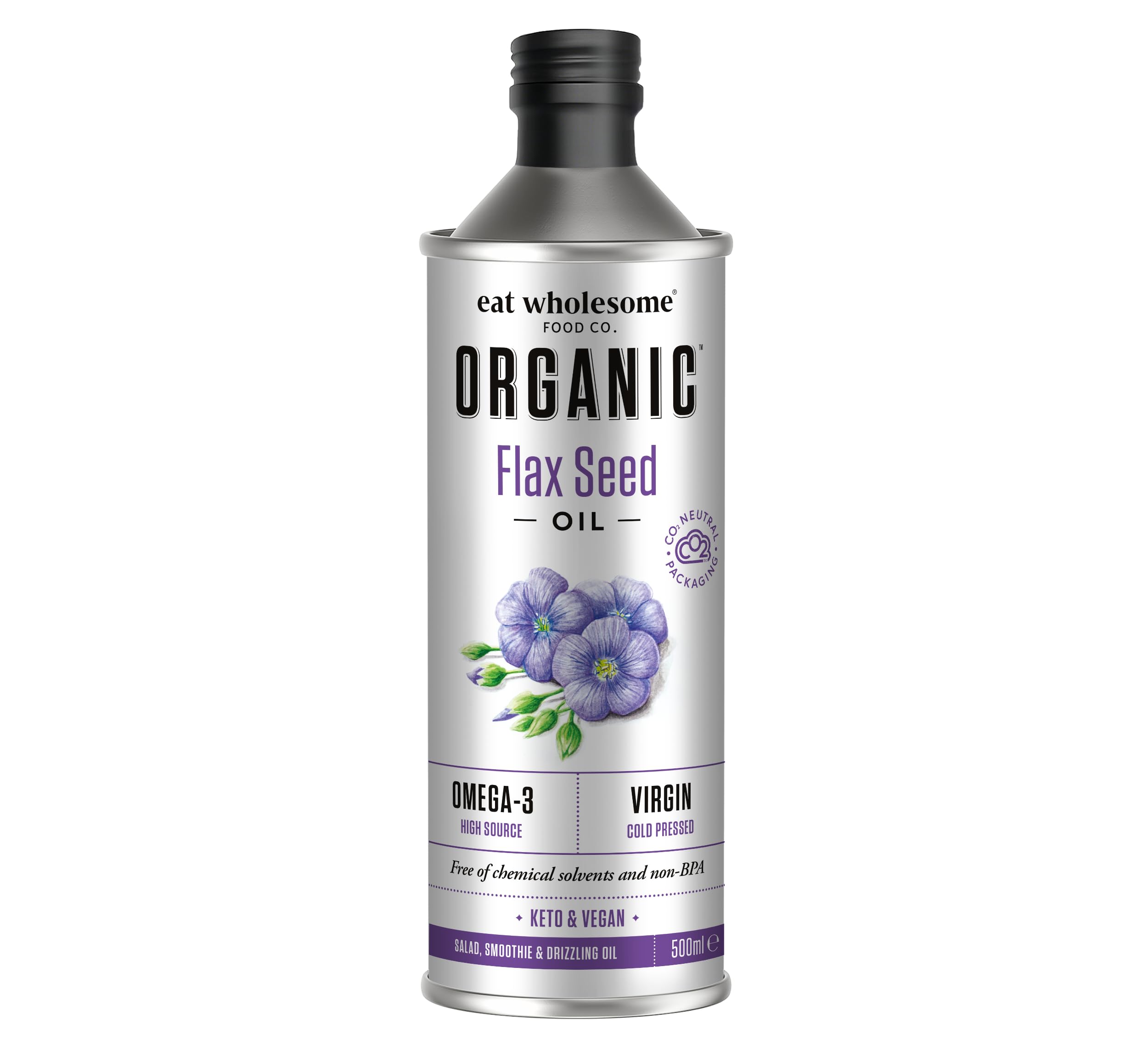 Eat Wholesome Organic Flax Seed Oil - Cold Pressed Unrefined | 500ml | Source of Omega-3 1