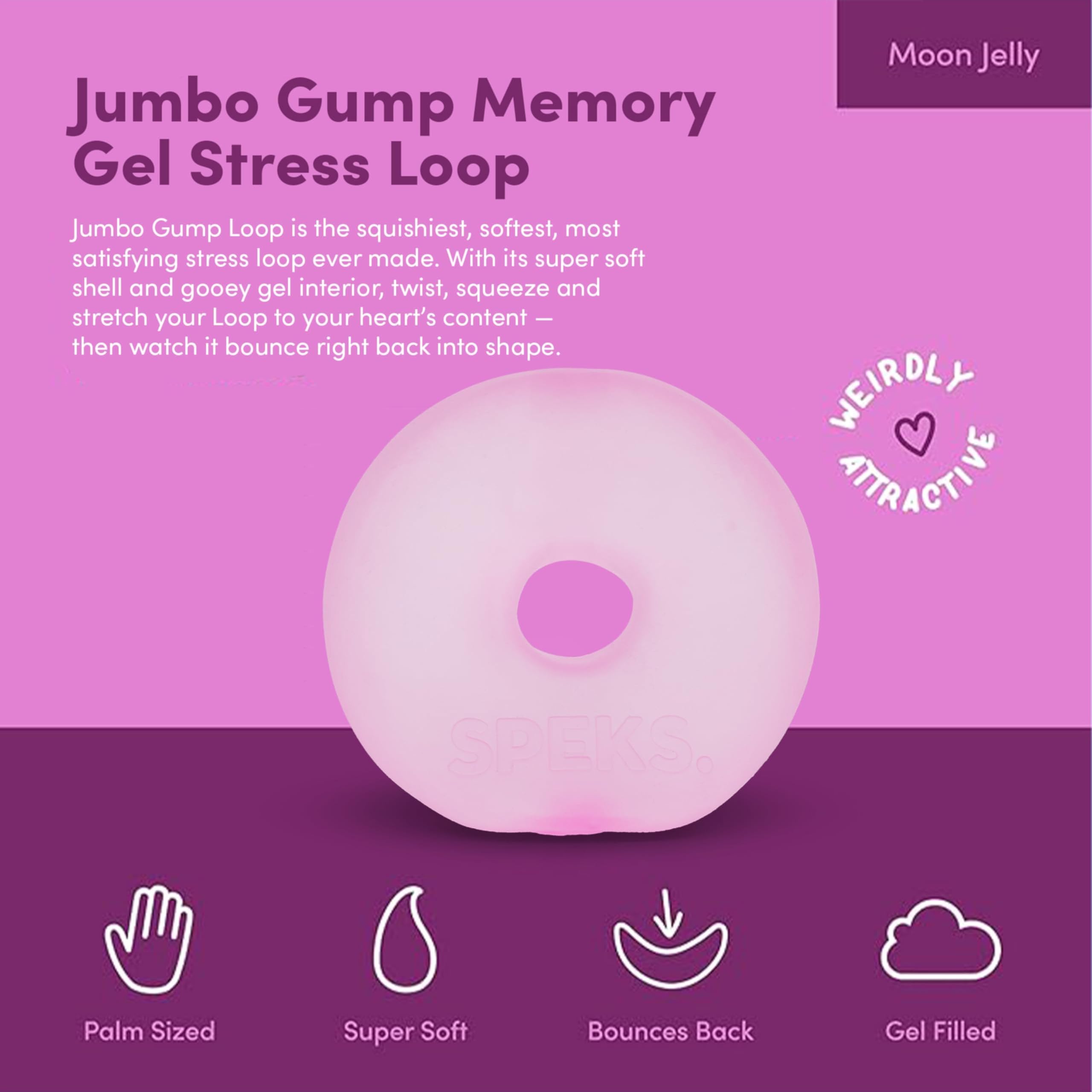 Speks Gump Jumbo Loop Gel-Filled Stress Ball - Ultra-Squishy Fidget Toy | Pink | Large 1 Loop 2
