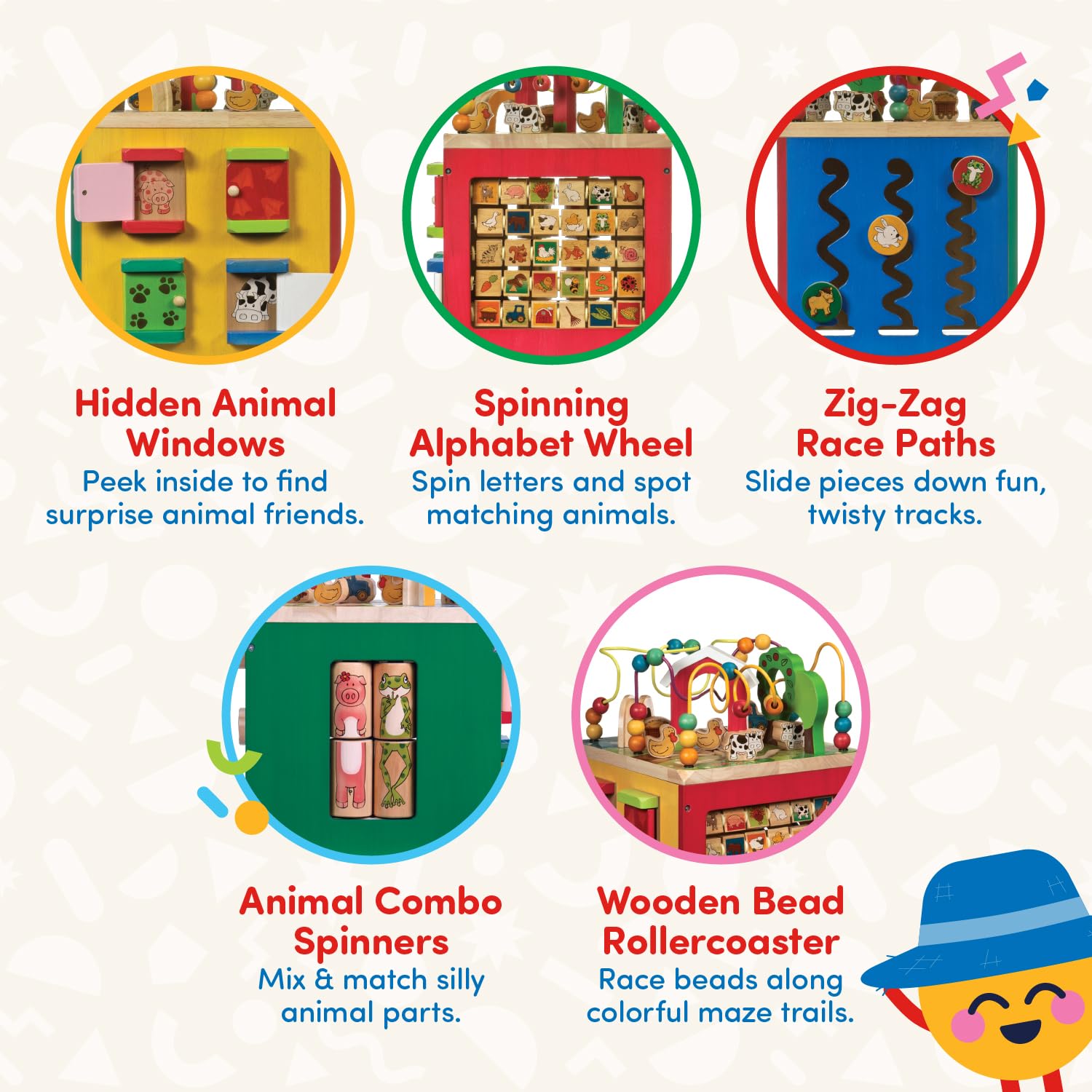 Battat Wooden Activity Cube with Farm Theme | 5 Sides of Fun | Ages 1+ 4