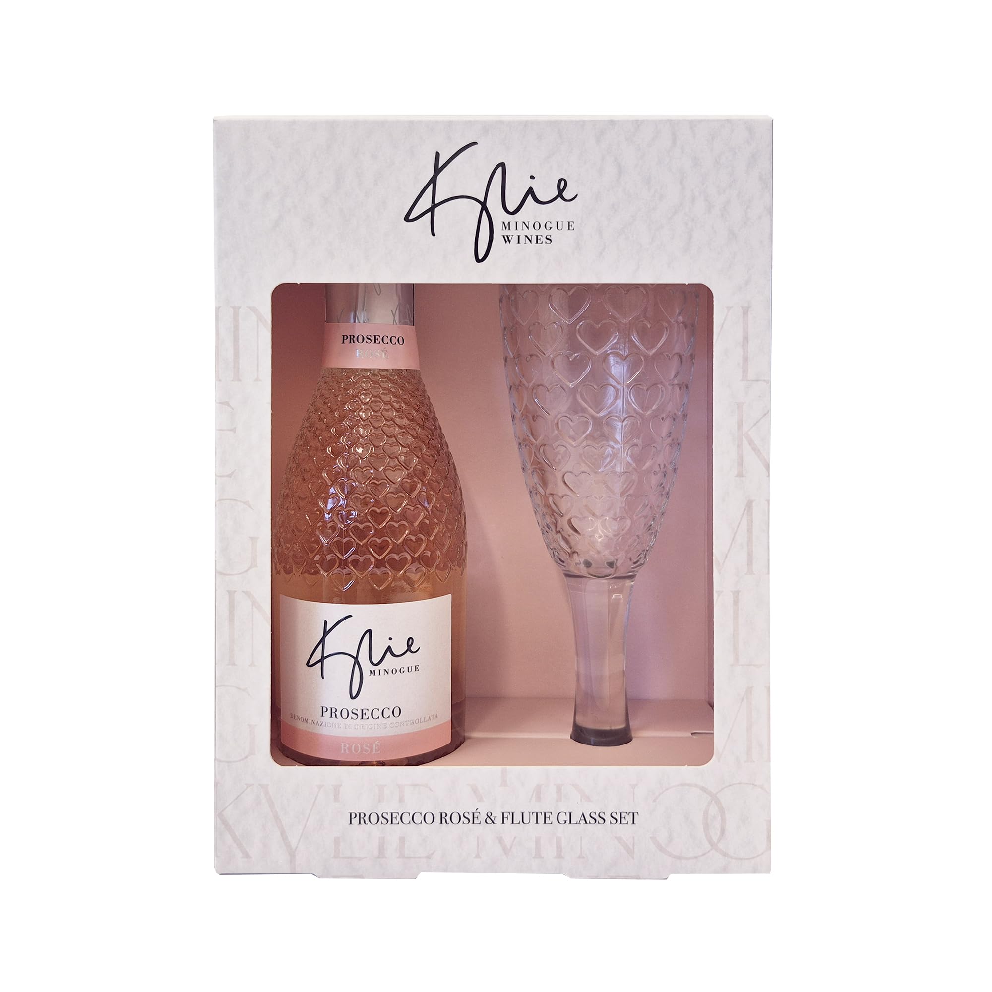 Kylie Minogue Miniature D.O.C. Rosé Prosecco Gift Set with Heart Flute Glass (20cl)