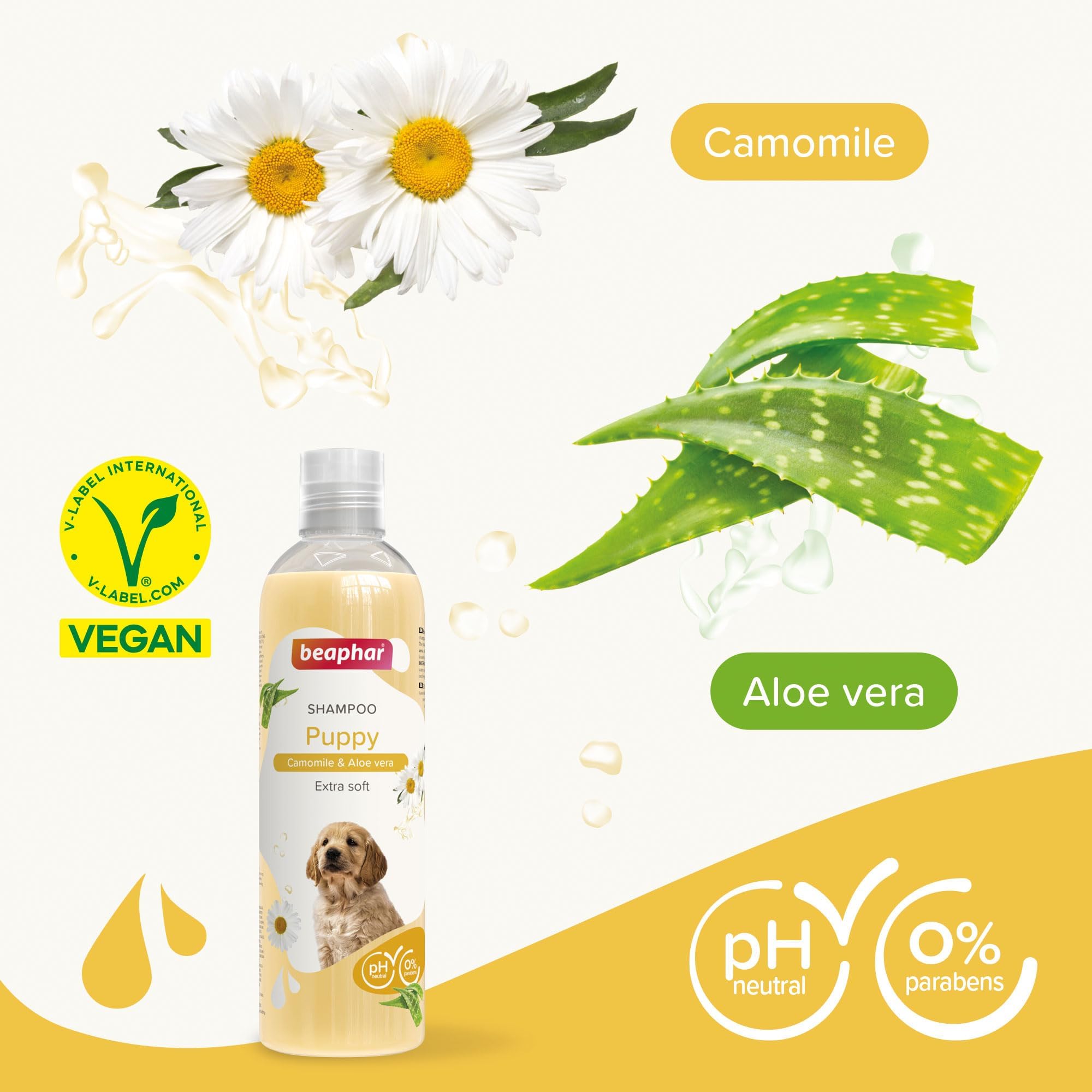 Beaphar Puppy Shampoo - 250ml Gentle Formula with Camomile & Aloe Vera | pH-Neutral 2