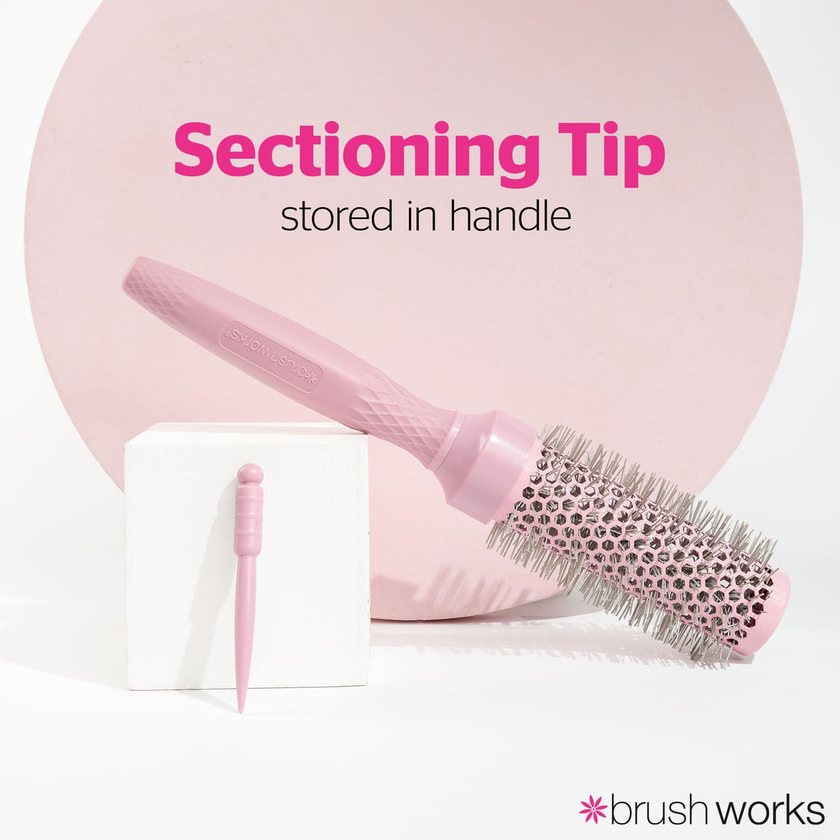 Brushworks Small Radial Vent Brush - Ceramic Barrel, Detangling, Curl Enhancing | Pink 4